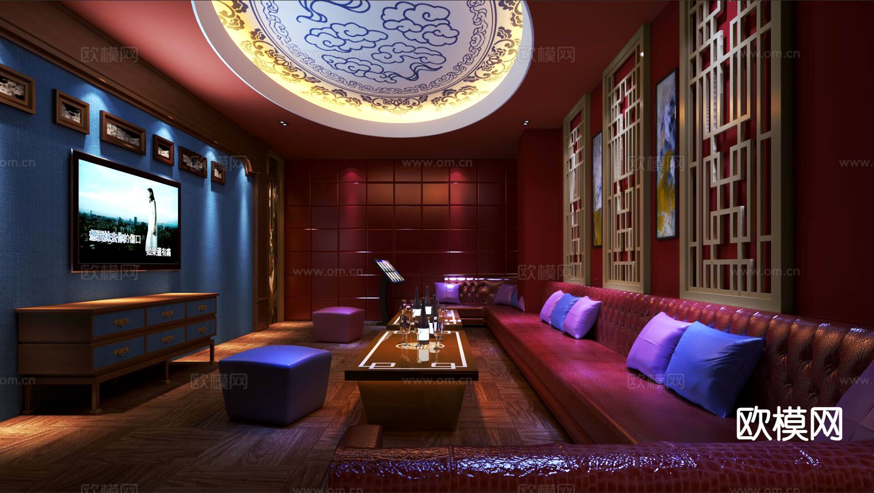 中式KTV包房 包厢3d模型下载