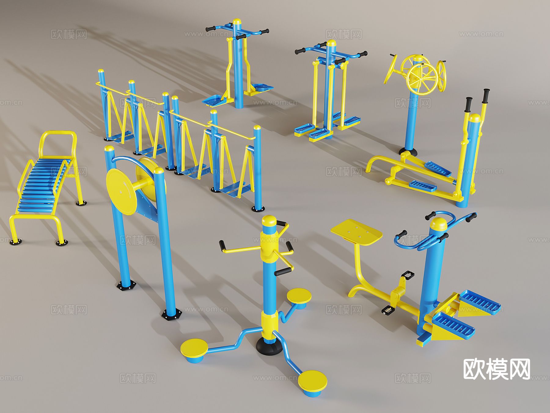 户外健身器材 广场运动器械3d模型