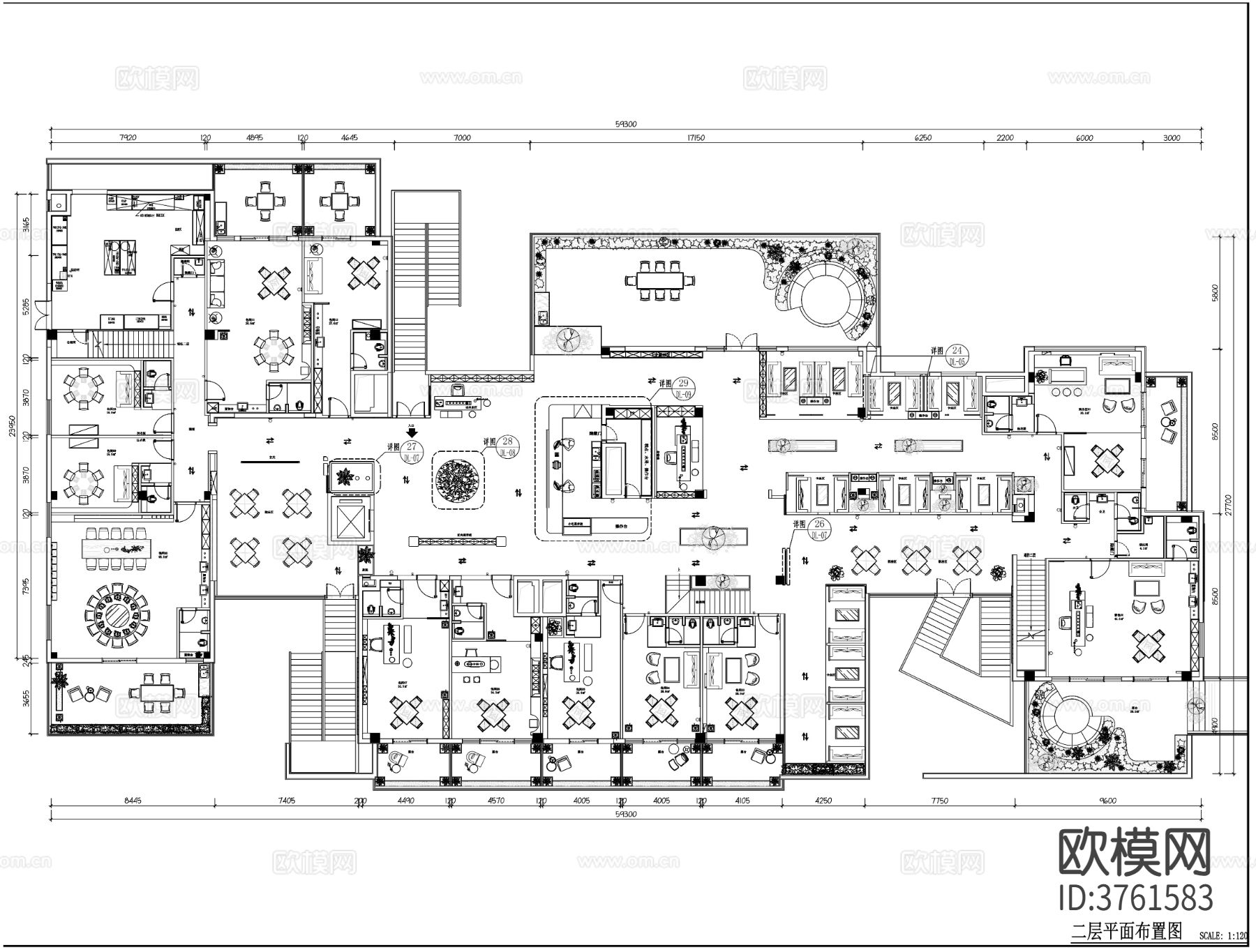 新中式棋牌 茶餐厅CAD施工图