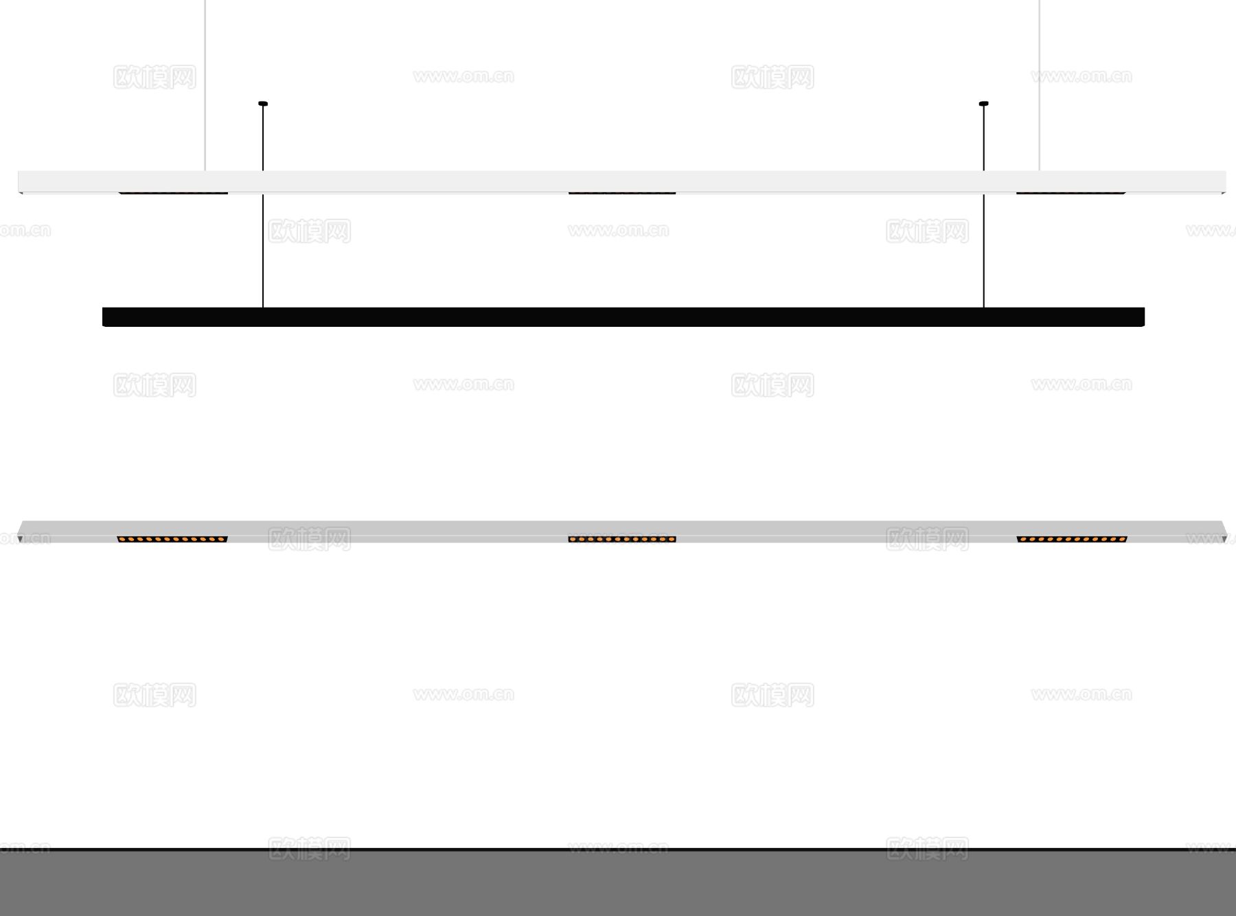 现代极简条形吊灯su模型