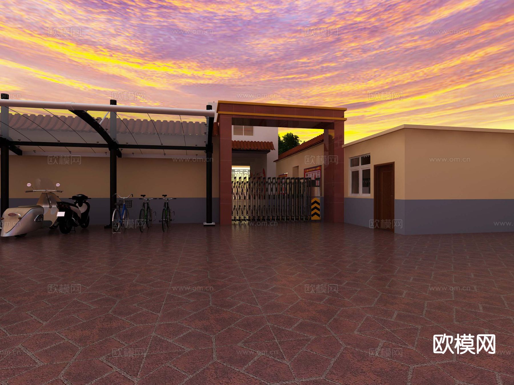 现代林业局门头门面3d模型下载（渲染图3）