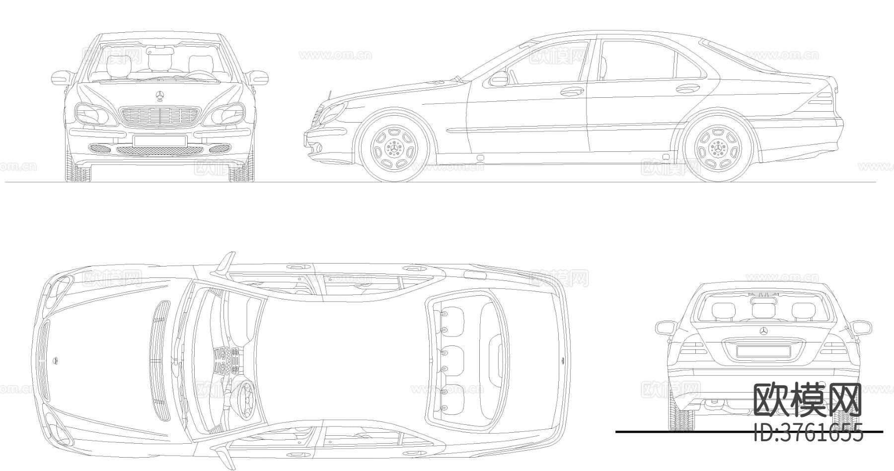 奔驰S级汽车CAD图块