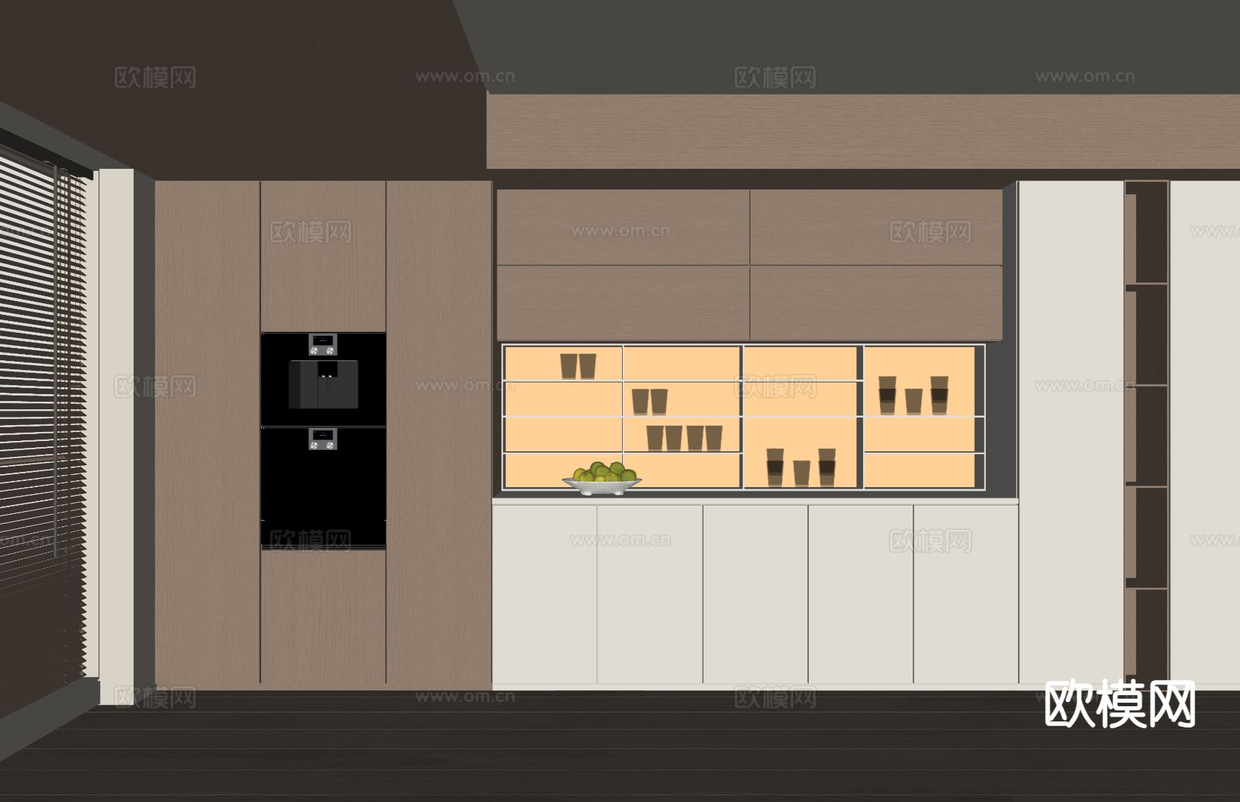 现代酒柜 餐边柜su模型下载（渲染图1）