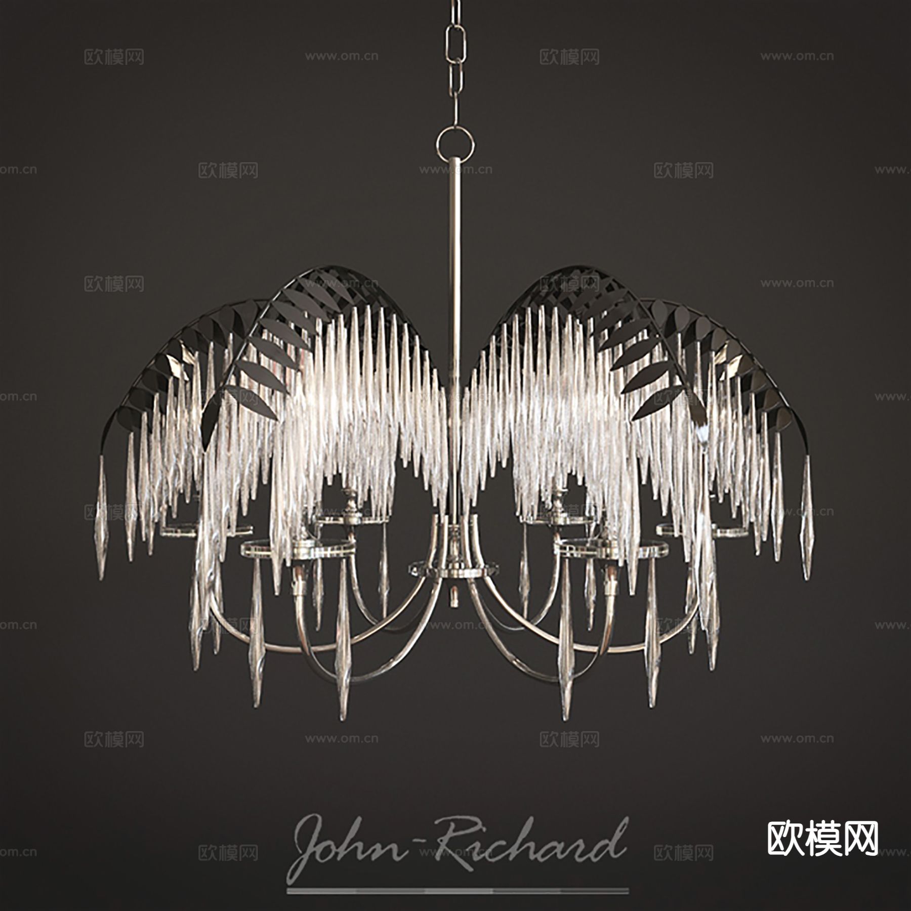 现代水晶吊灯 室内吊灯3d模型下载（渲染图2）