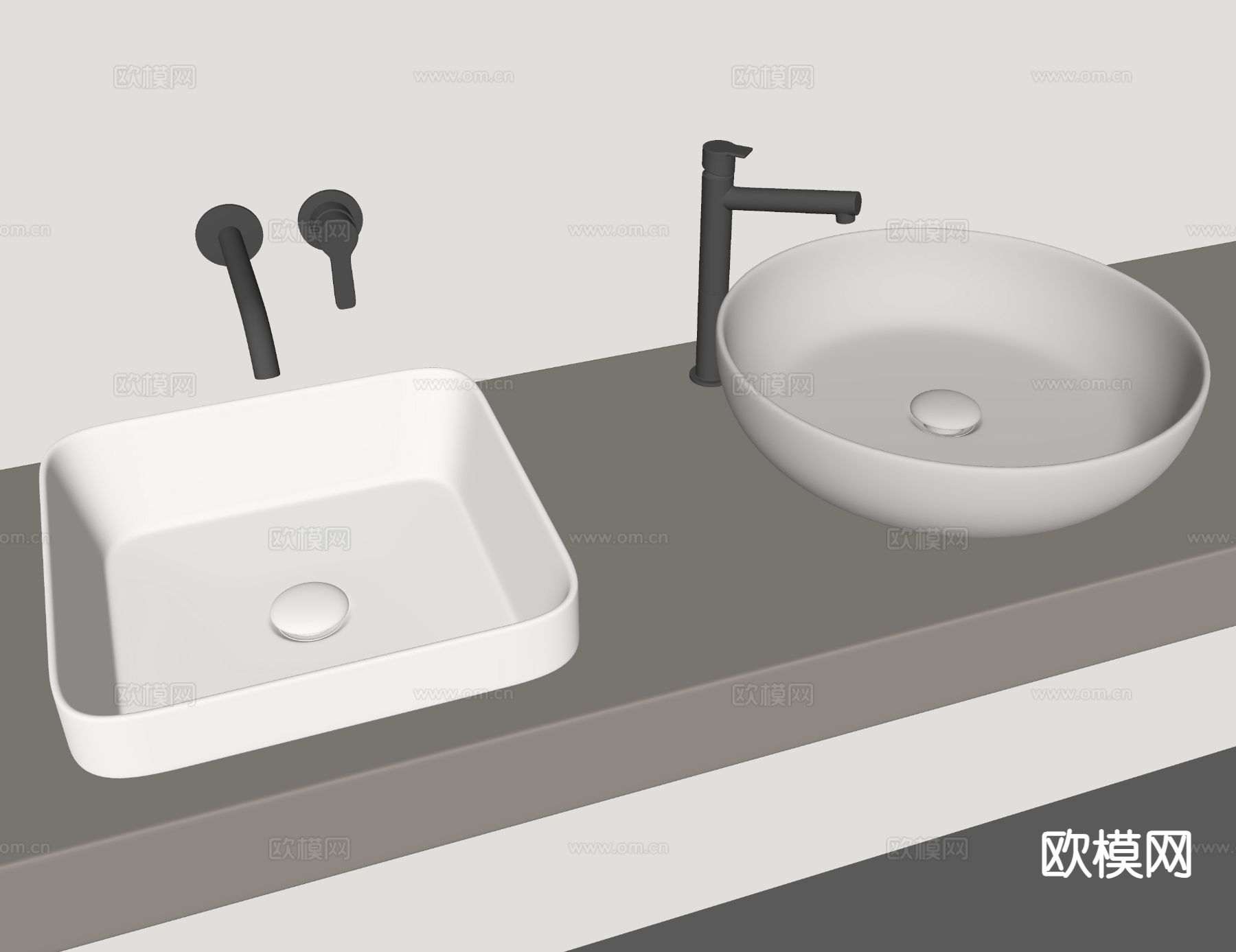 现代洗手盆 洗面盆 台上盆su模型下载（渲染图1）