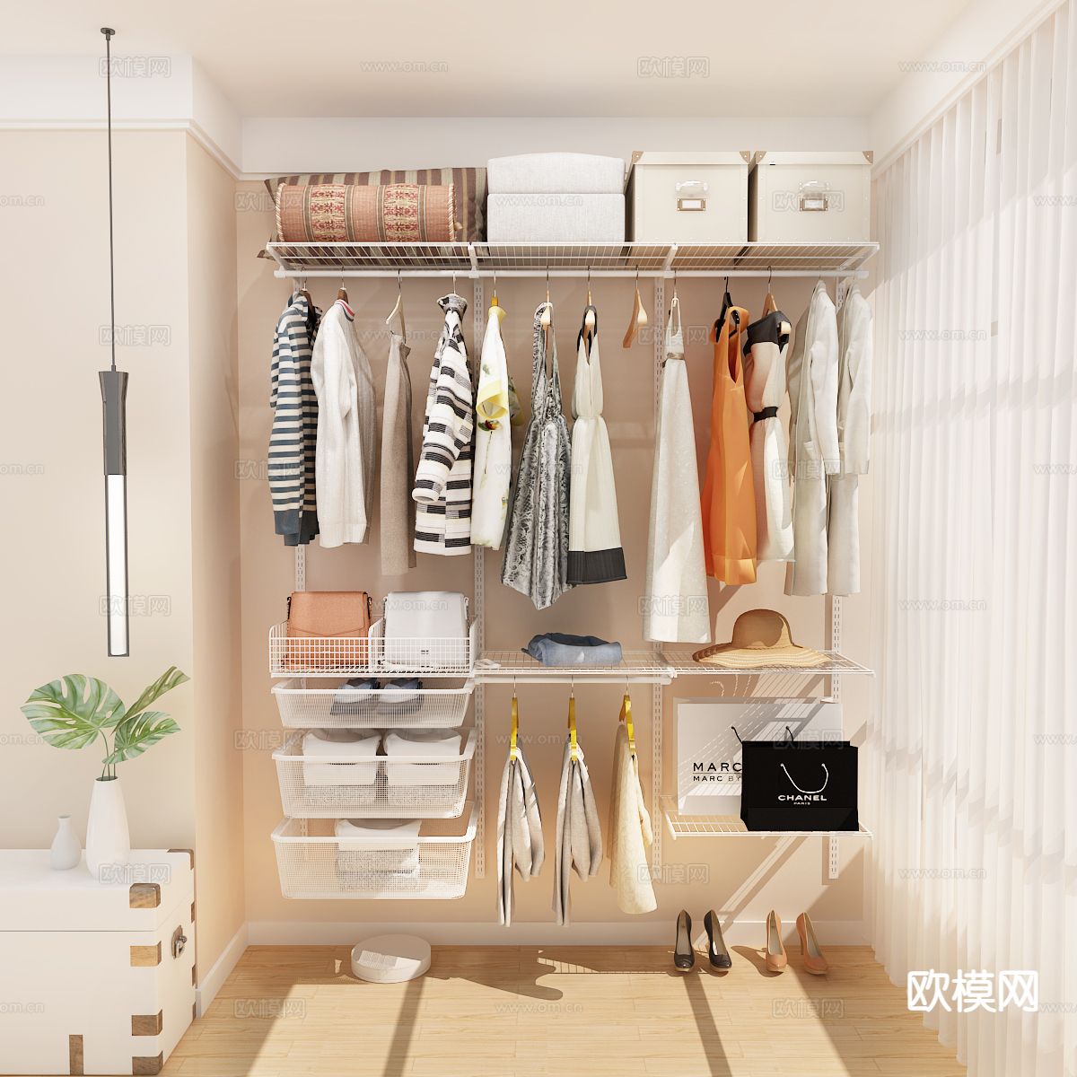 全挂衣区 铁衣柜3d模型下载