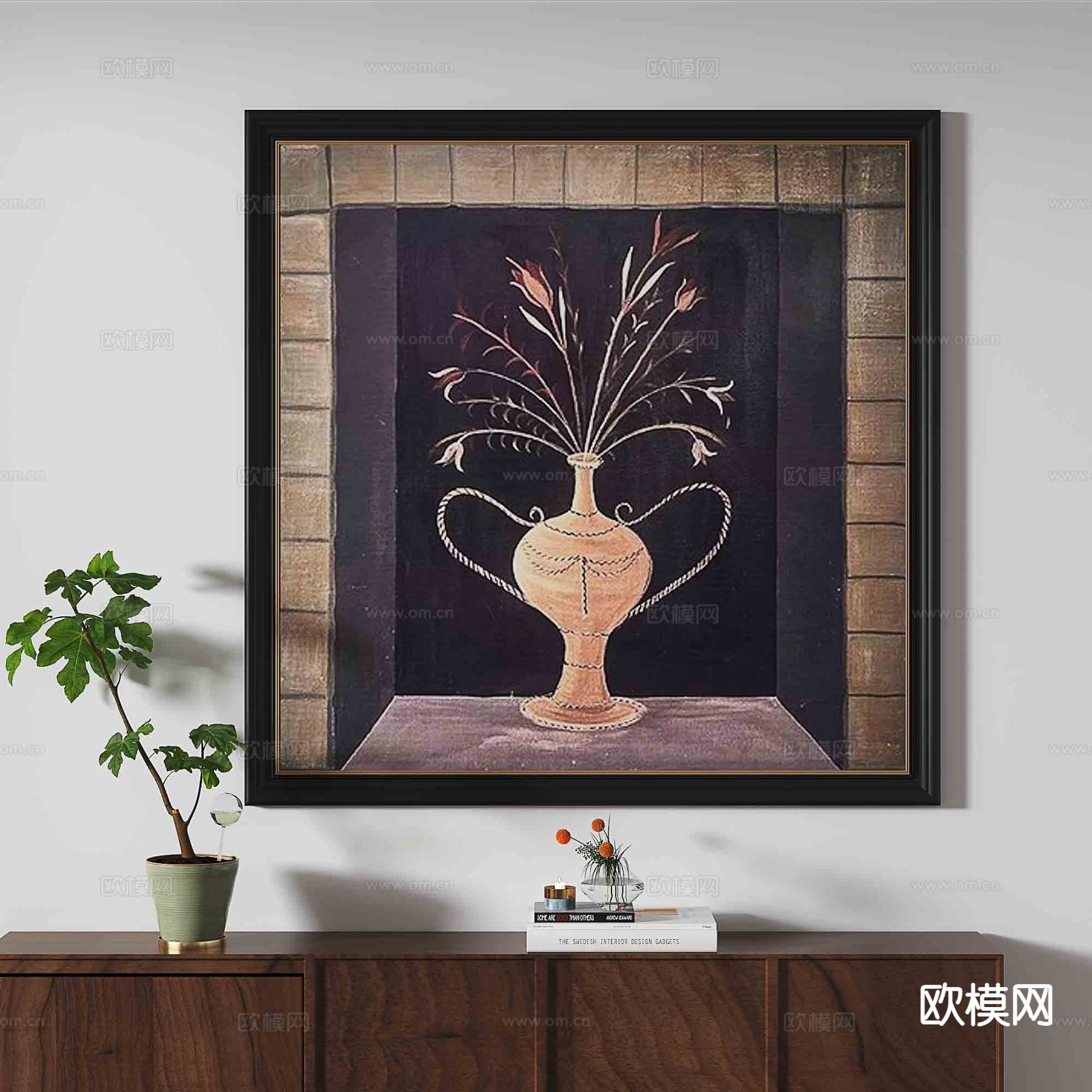 中古风复古挂画 艺术画 装饰画3d模型