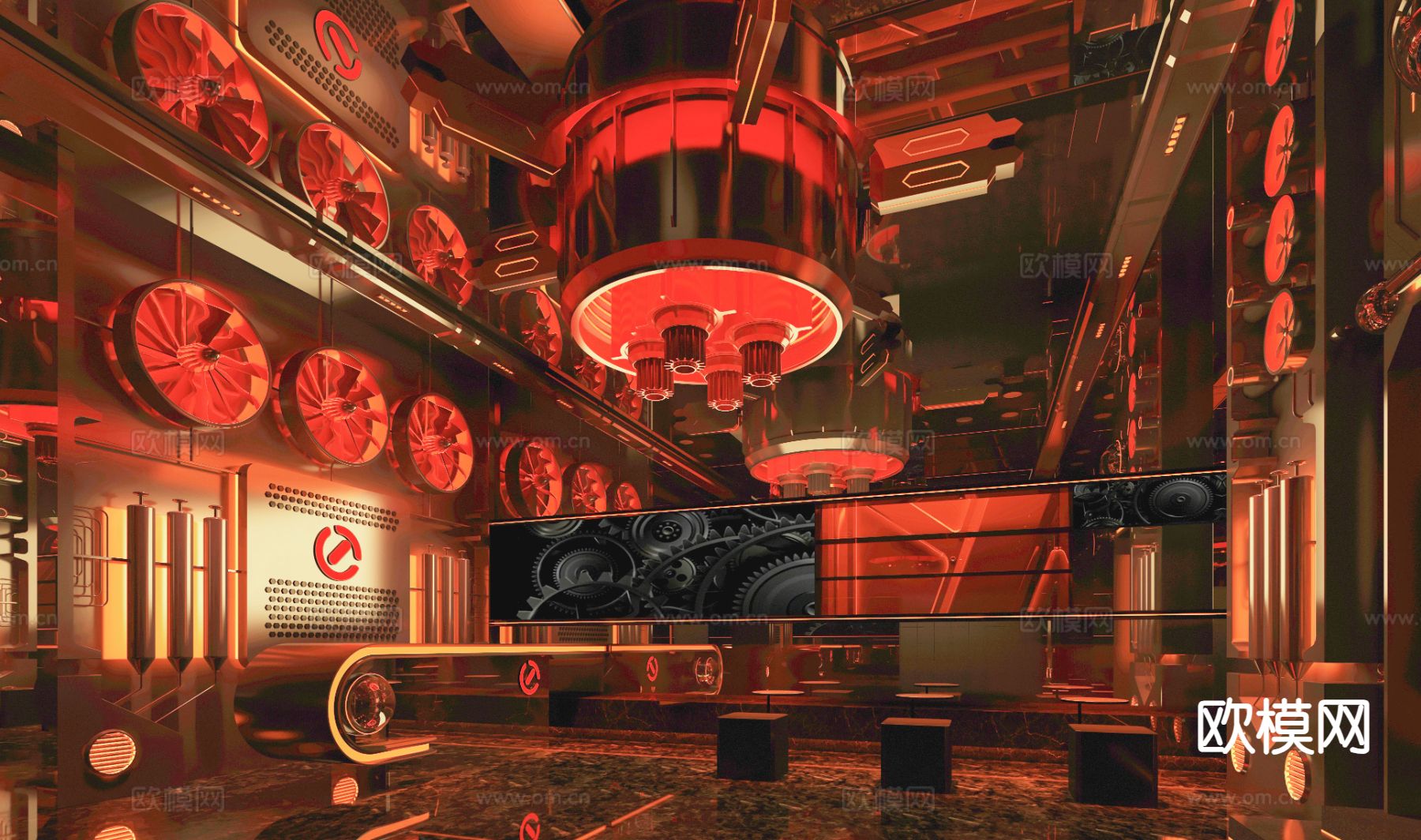 现代酒吧su模型下载（渲染图2）