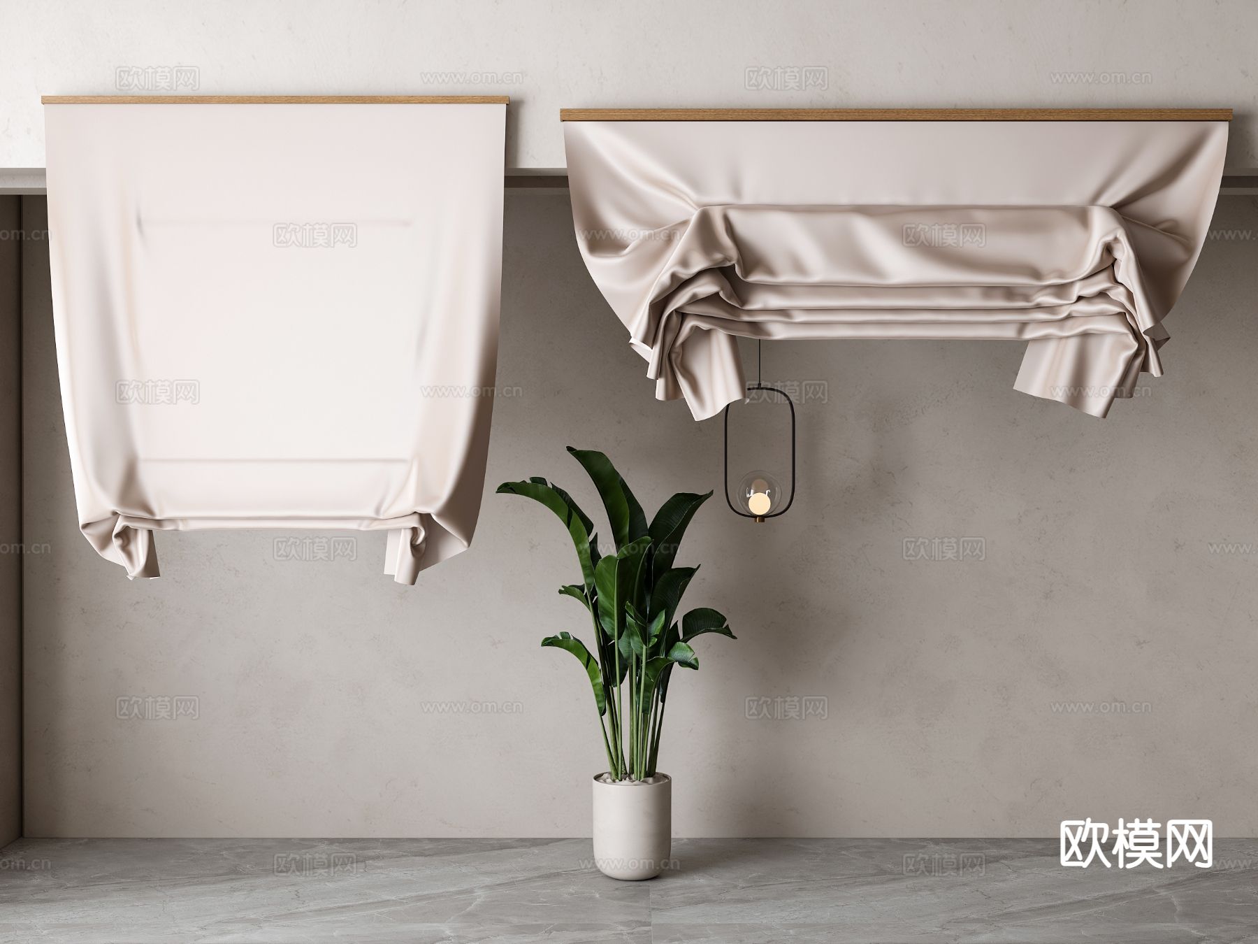 简欧门帘su模型下载（渲染图2）