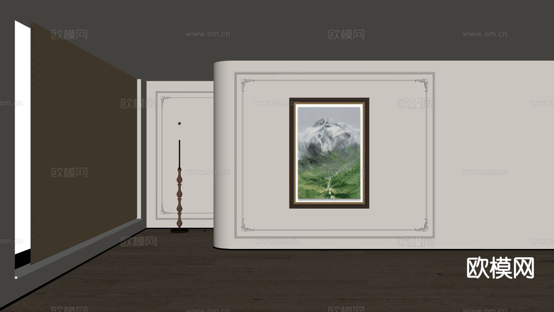 美式装饰画 油画su模型下载（渲染图1）