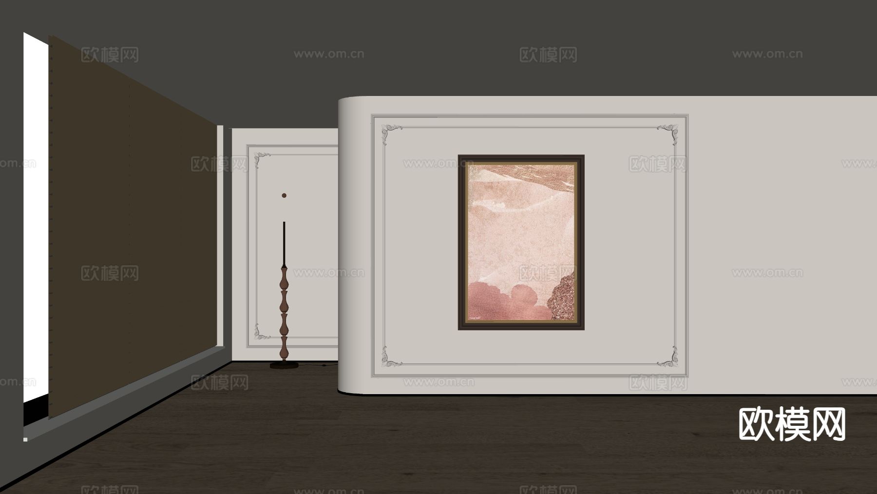 美式装饰画 油画su模型下载（渲染图1）