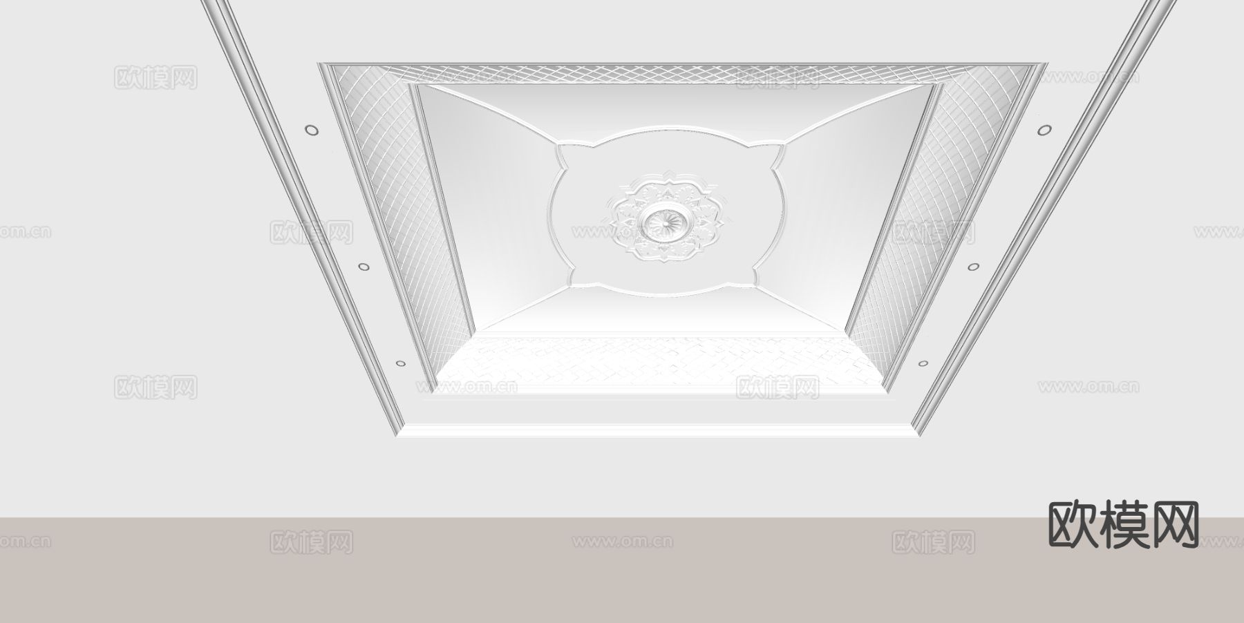 欧式天花吊顶su模型下载（渲染图3）
