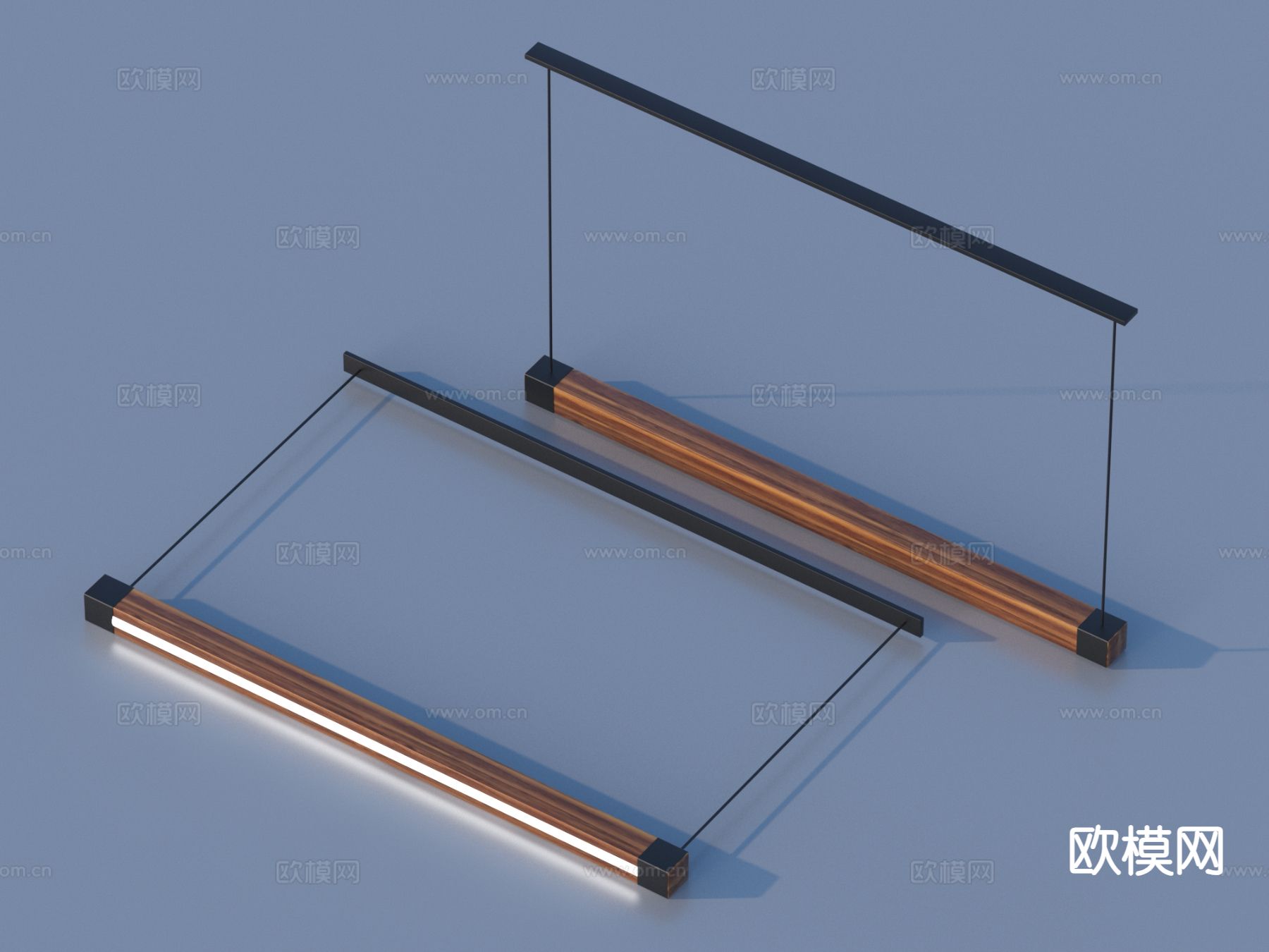 日光灯 长条吊灯3d模型下载