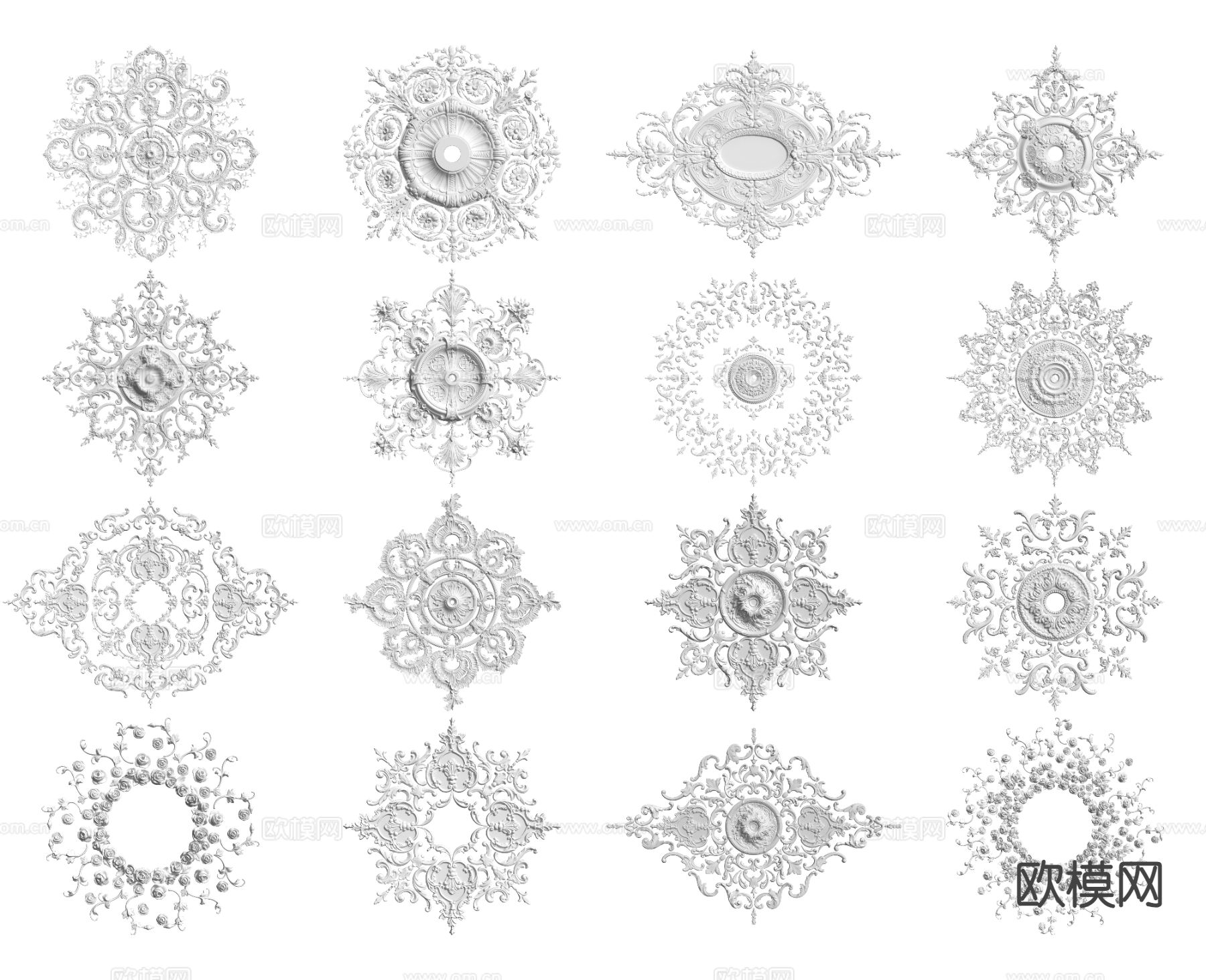 欧式雕花灯盘 灯盘底座3d模型