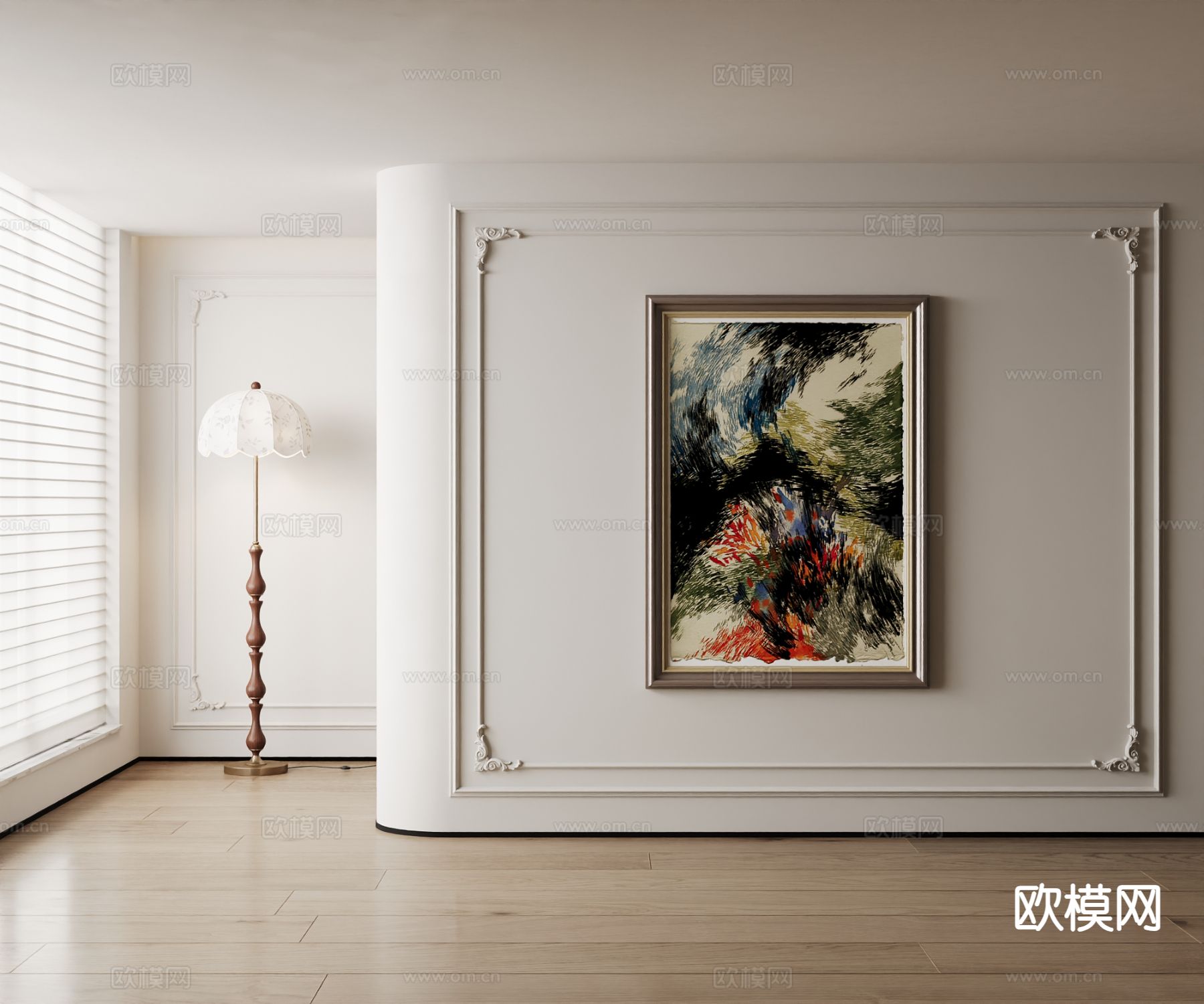 美式装饰画 油画su模型下载（渲染图2）