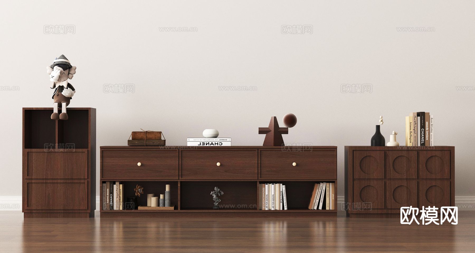 中古风电视柜su模型下载（渲染图2）