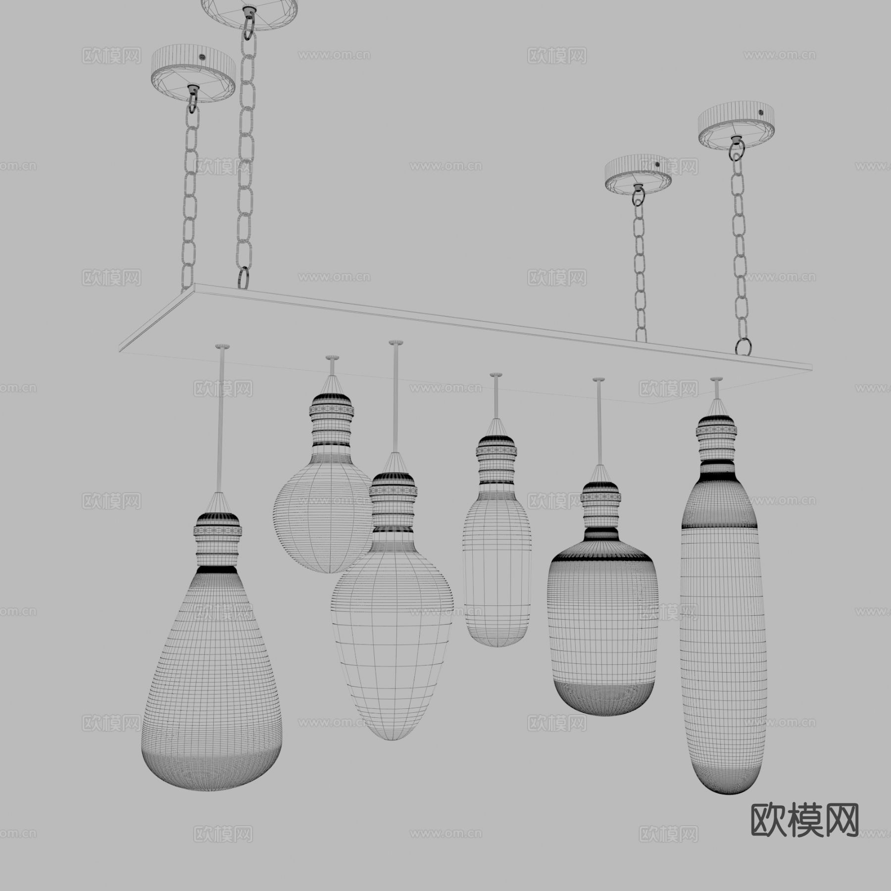 工业风吊灯 灯泡吊灯3d模型