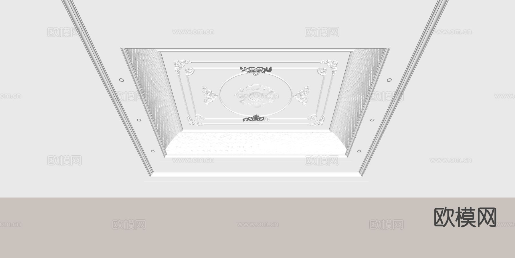 欧式天花吊顶su模型下载（渲染图1）