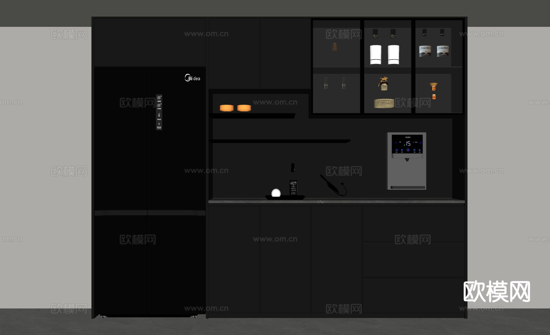 现代简约酒柜 餐边柜su模型
