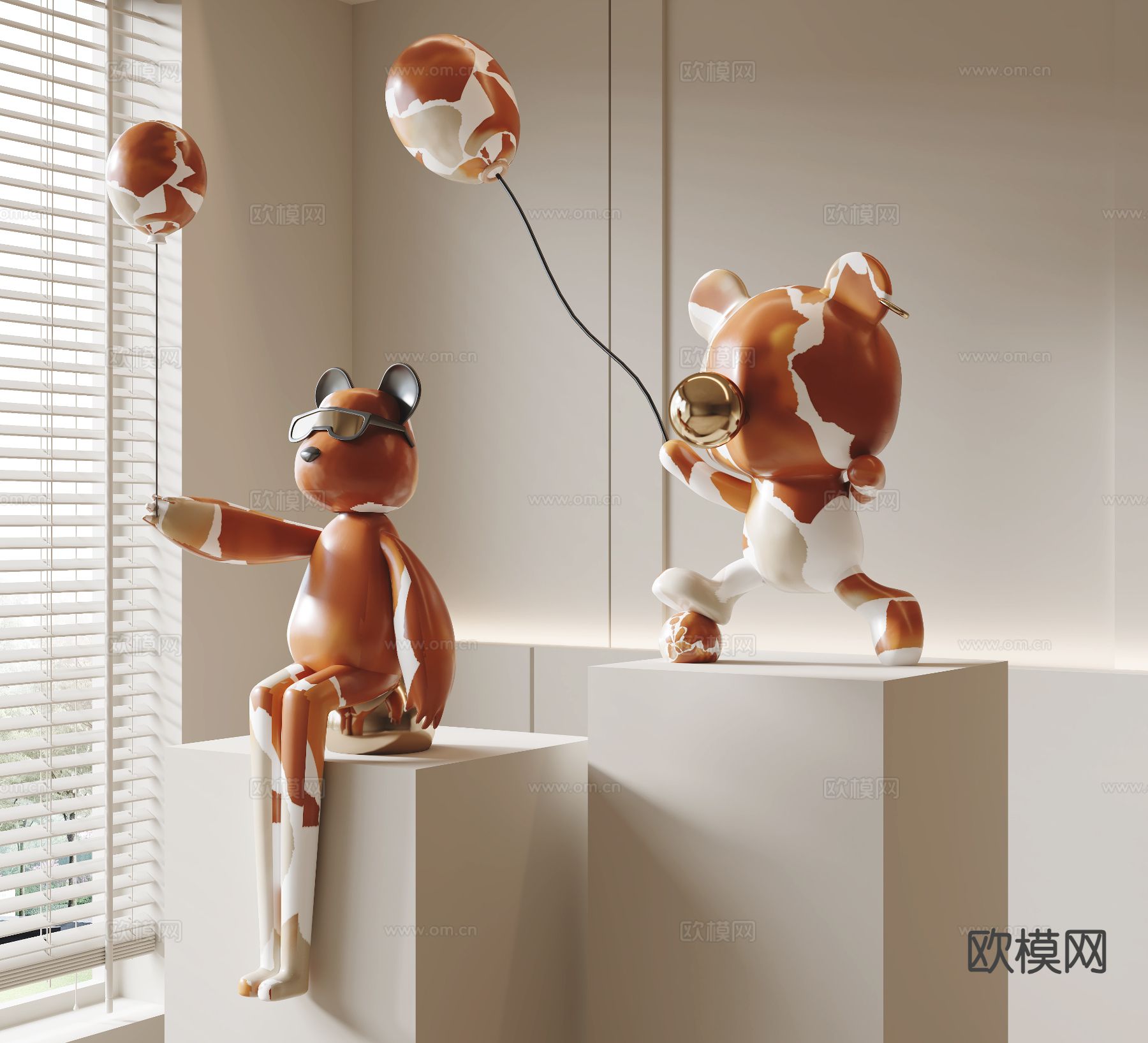 现代潮玩 暴力熊 雕塑摆件3d模型下载