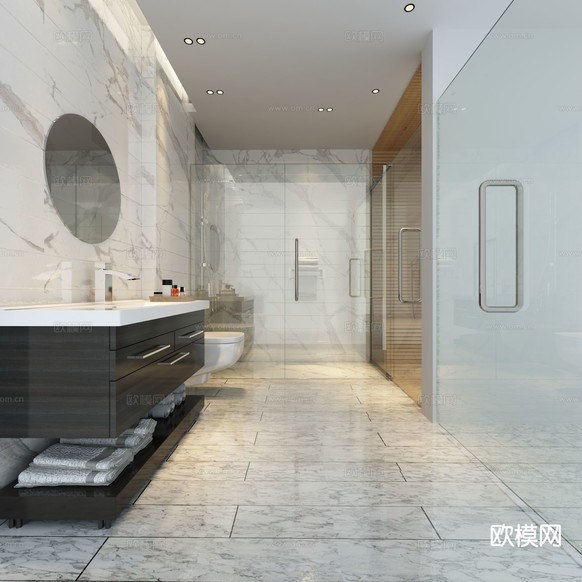 北欧卫生间 浴室3d模型下载(渲染图2)
