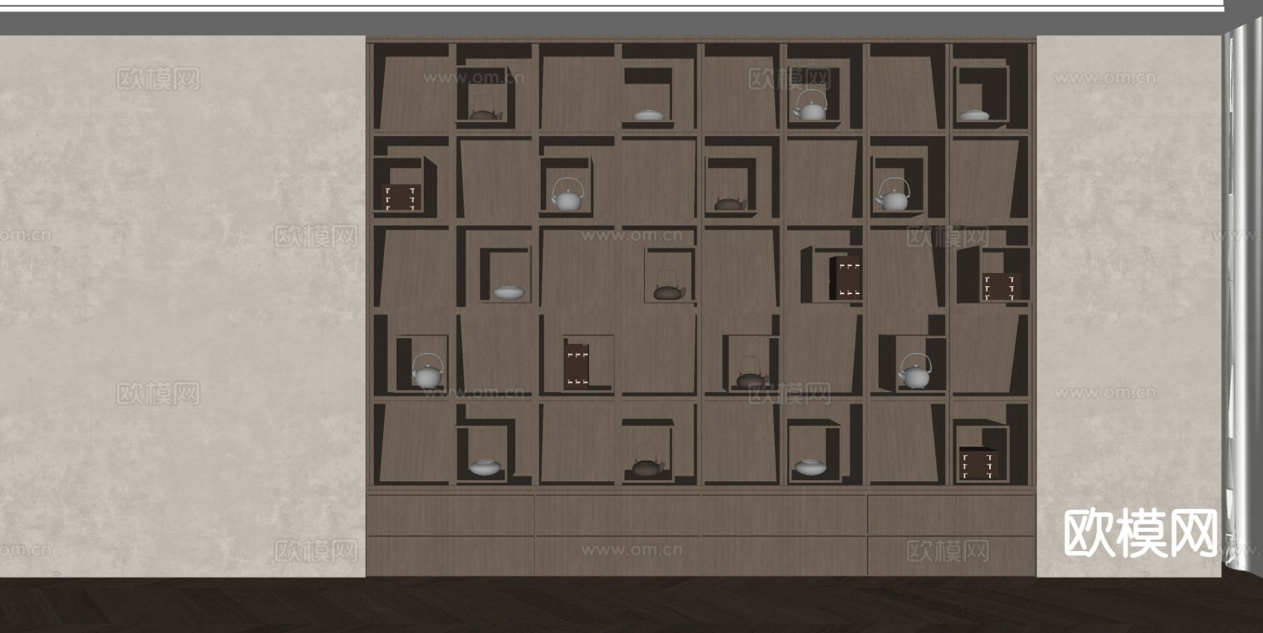 现代茶室装饰柜su模型