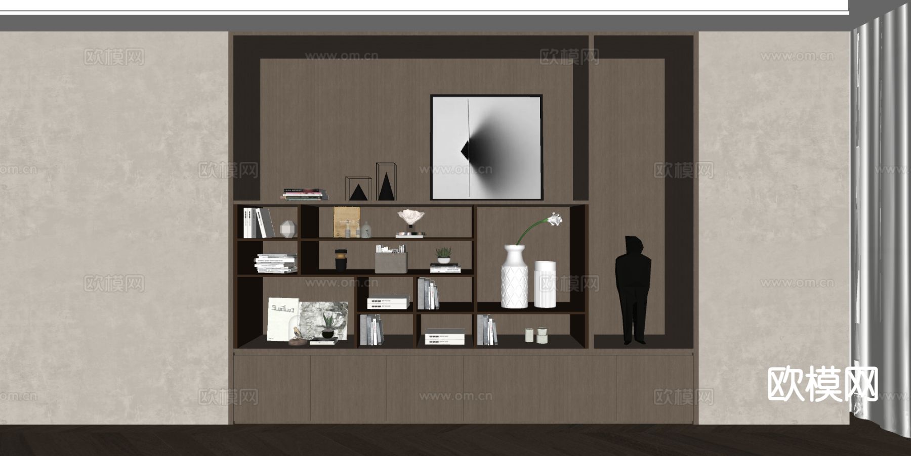 现代书柜 装饰柜su模型