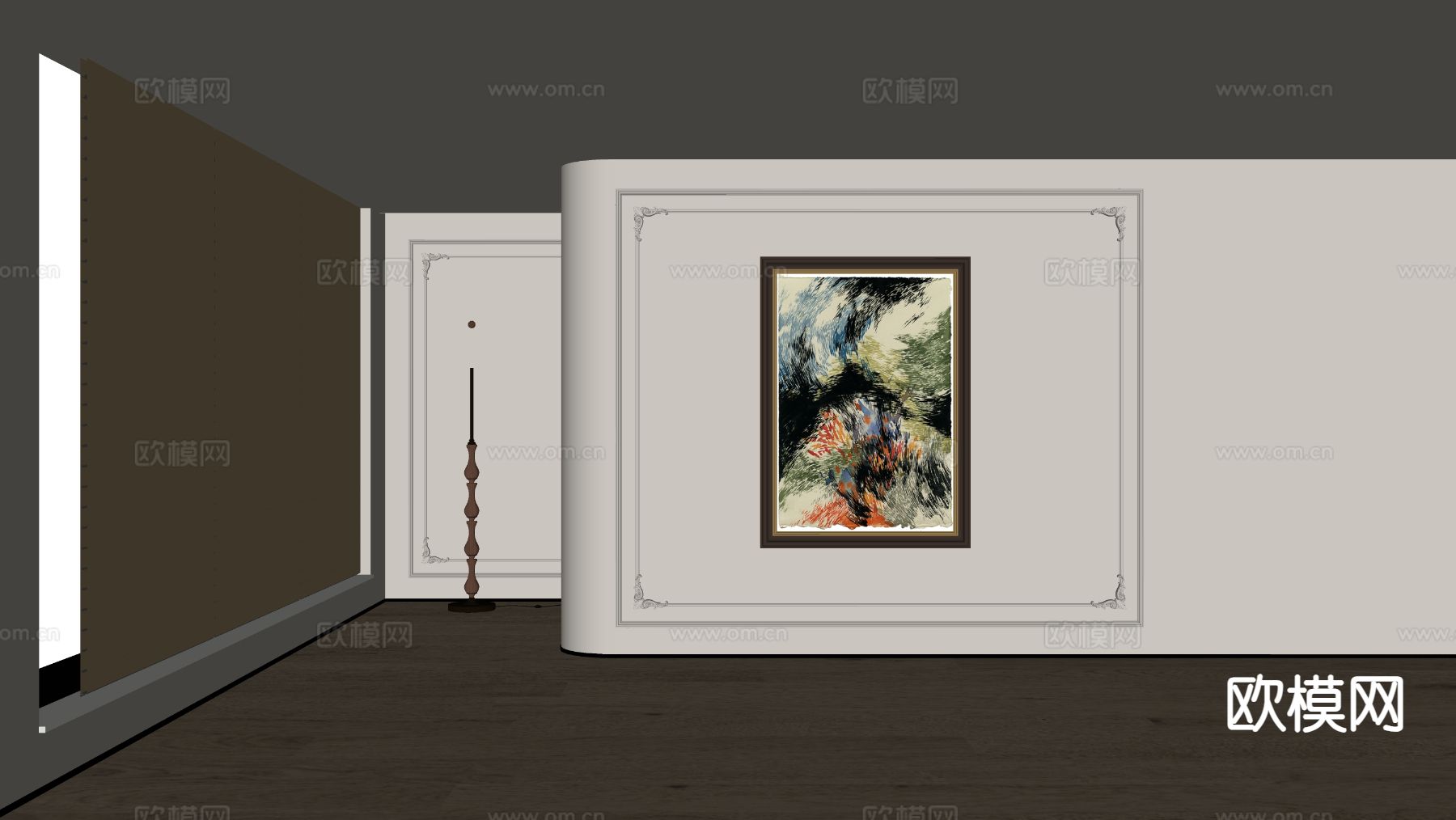 美式装饰画 油画su模型下载（渲染图1）