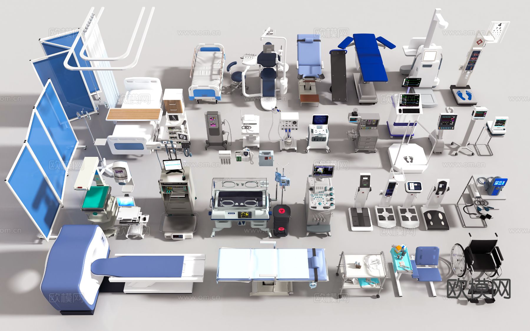 医疗器材 器械 病床 CT机 护理床3d模型