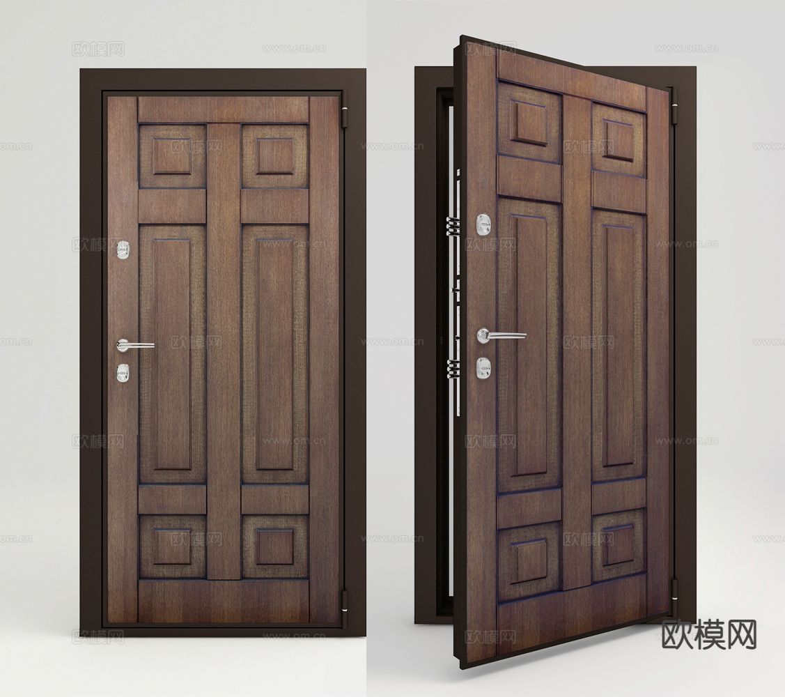 复古单开门 防盗门 入户门3d模型下载
