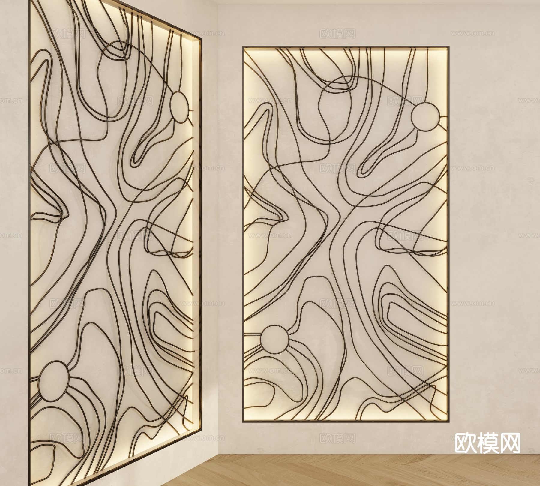 装饰背景墙面su模型下载（渲染图2）