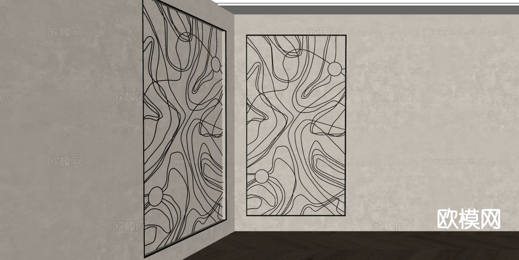 装饰背景墙面su模型下载（渲染图1）