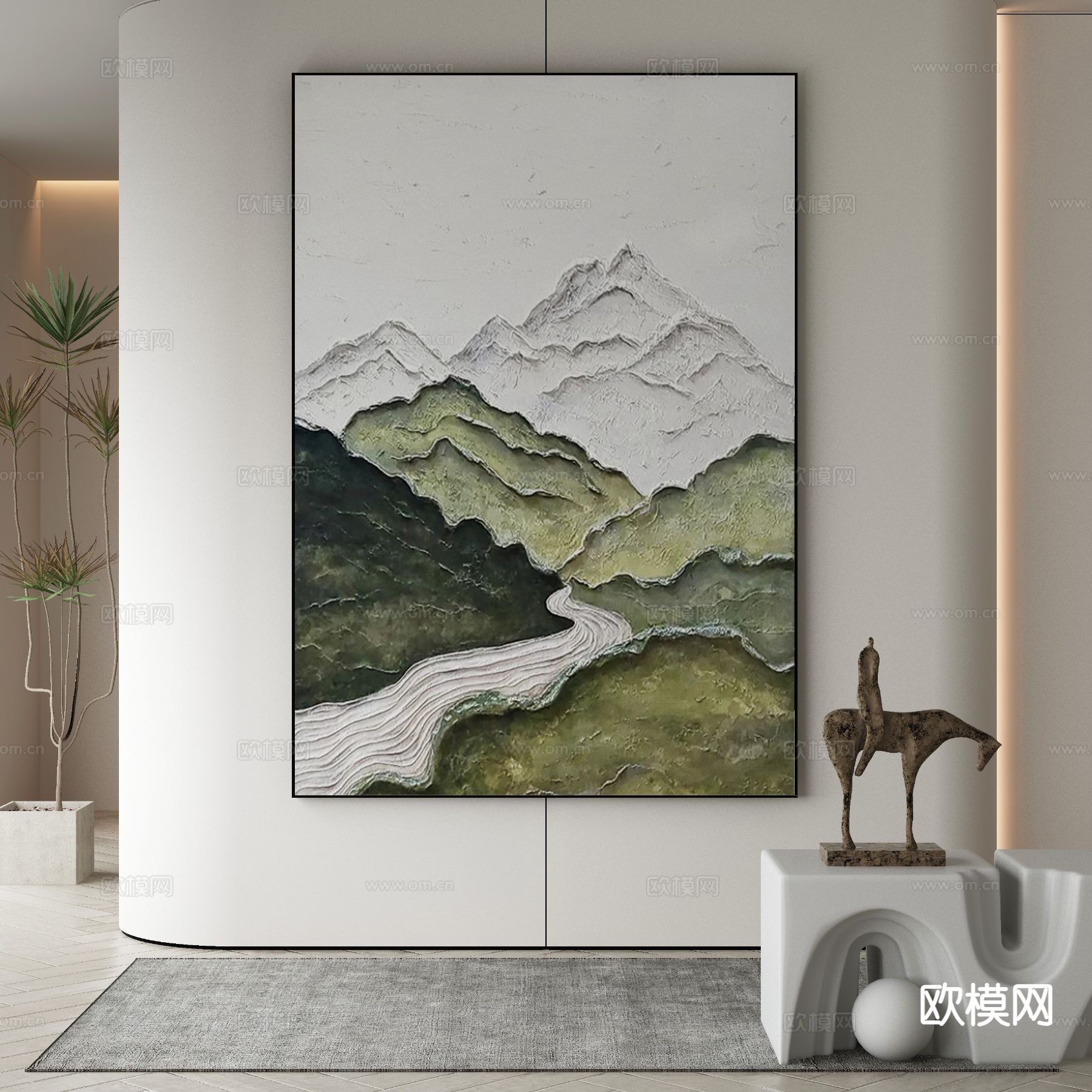 现代山峰油画 装饰画3d模型