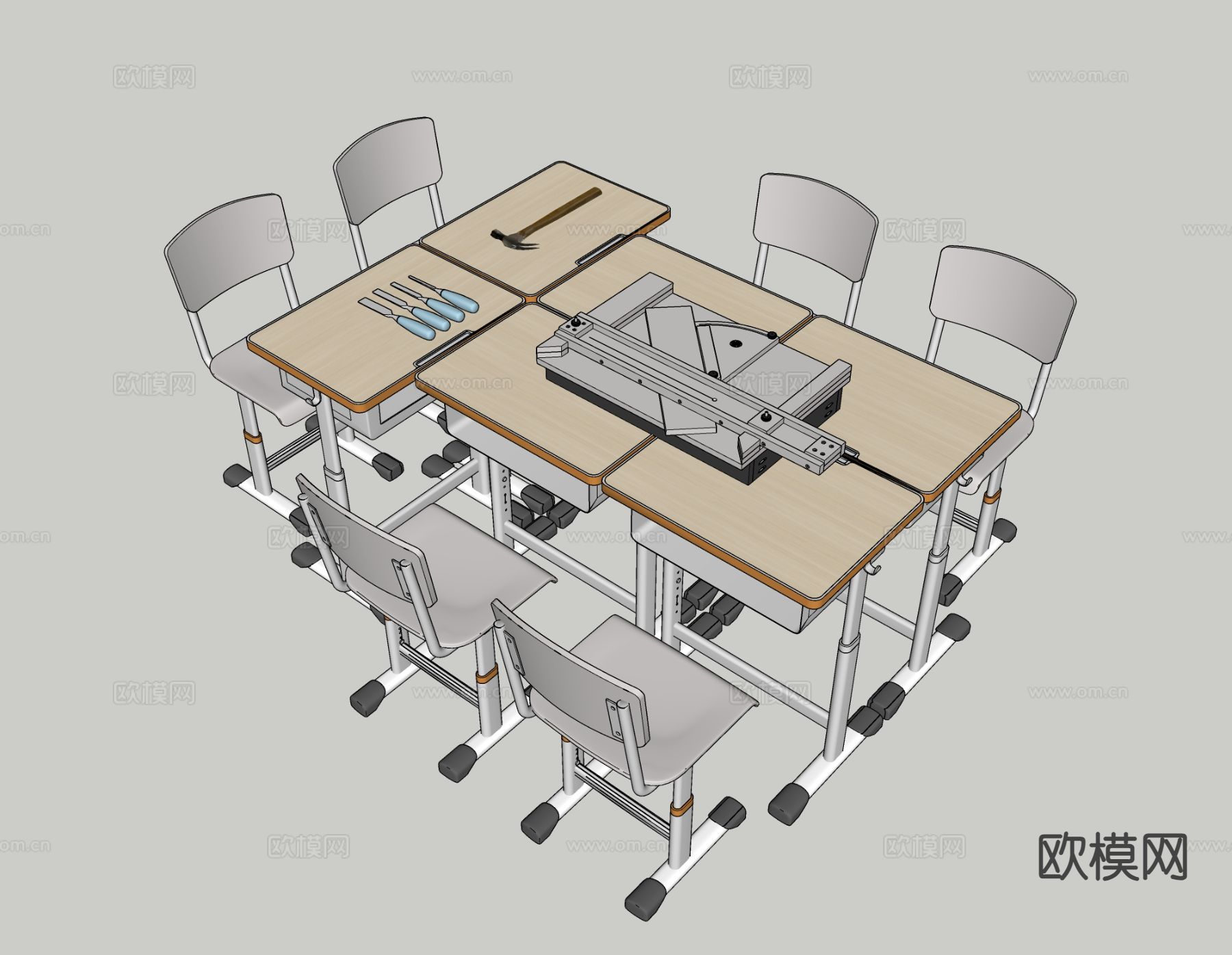 学生桌椅su模型