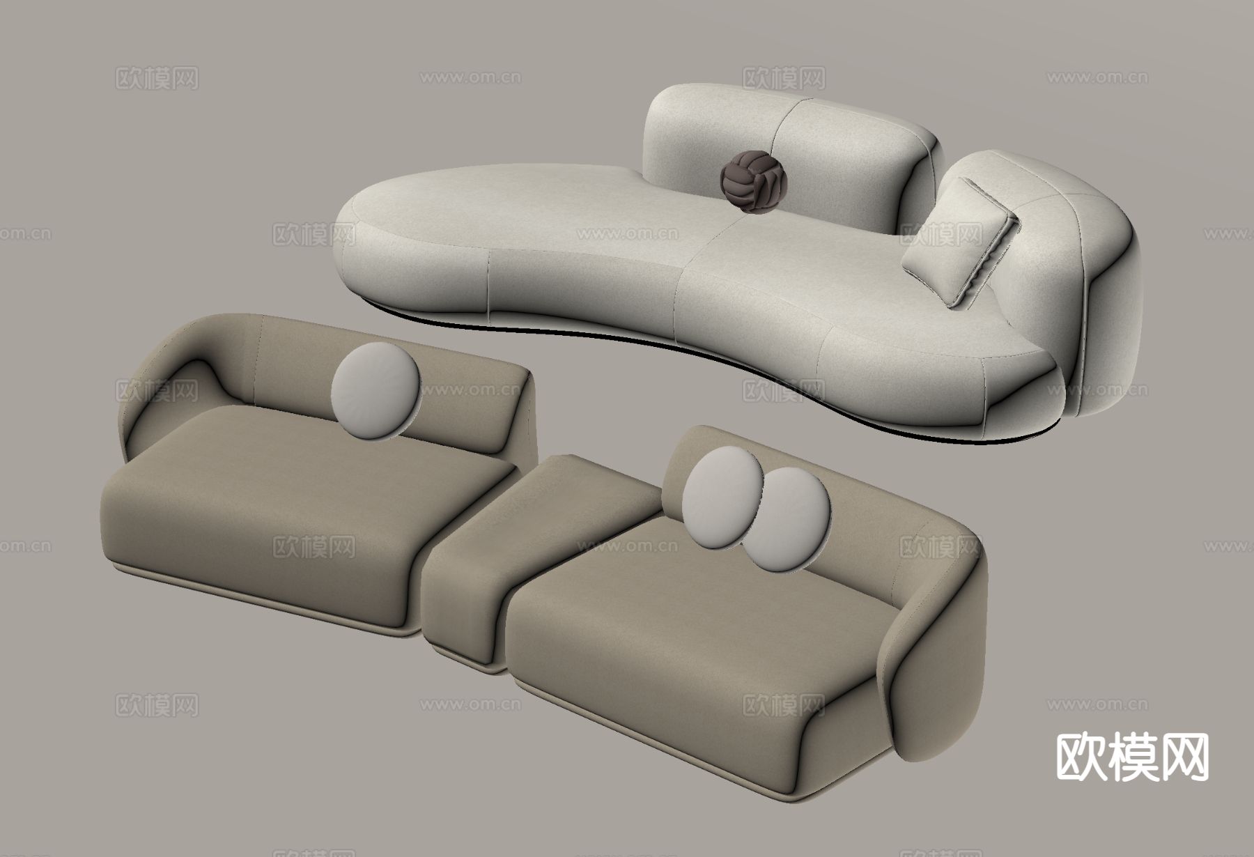 沙发 多人沙发 弧形沙发su模型下载（渲染图1）