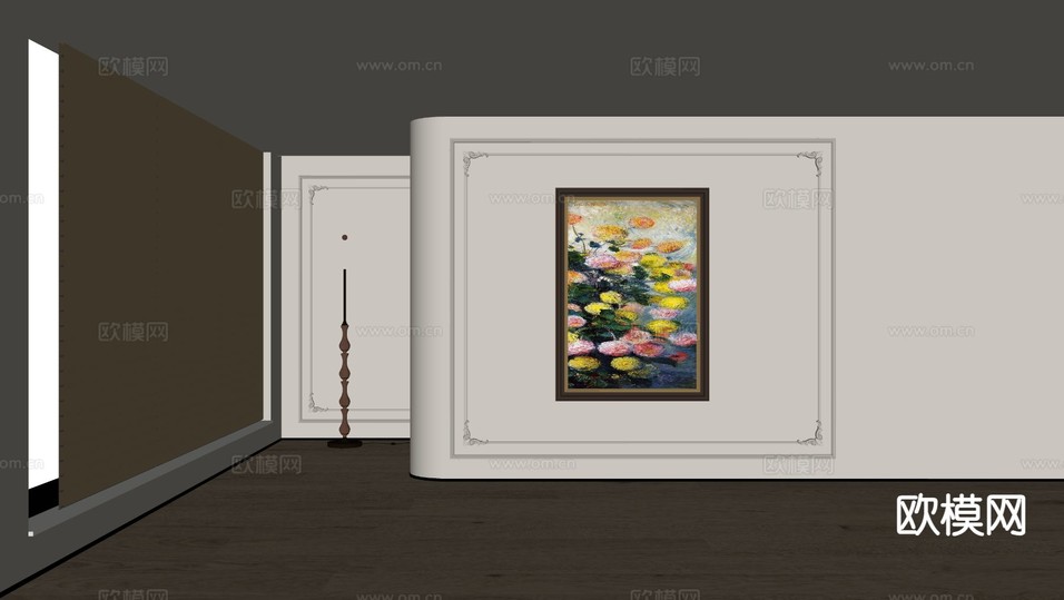 美式装饰画 油画su模型下载(渲染图1)