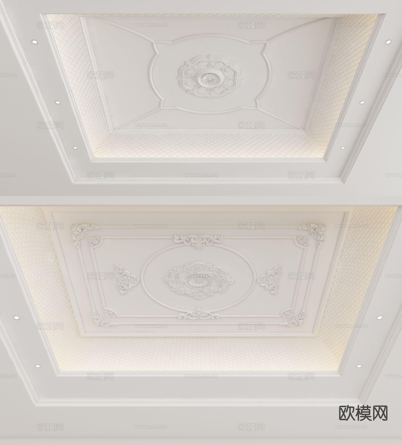 欧式天花吊顶su模型下载（渲染图2）