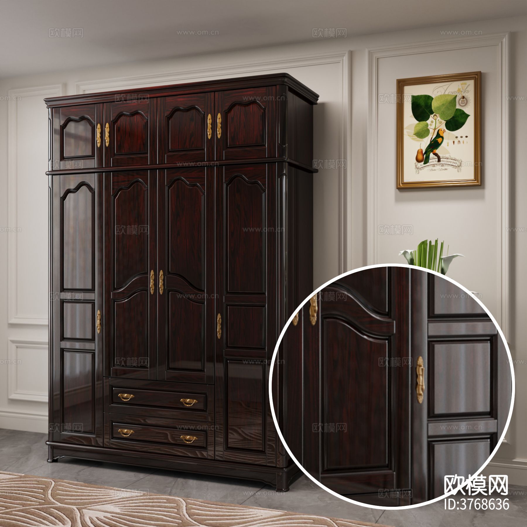 衣柜 高光木纹材质下载