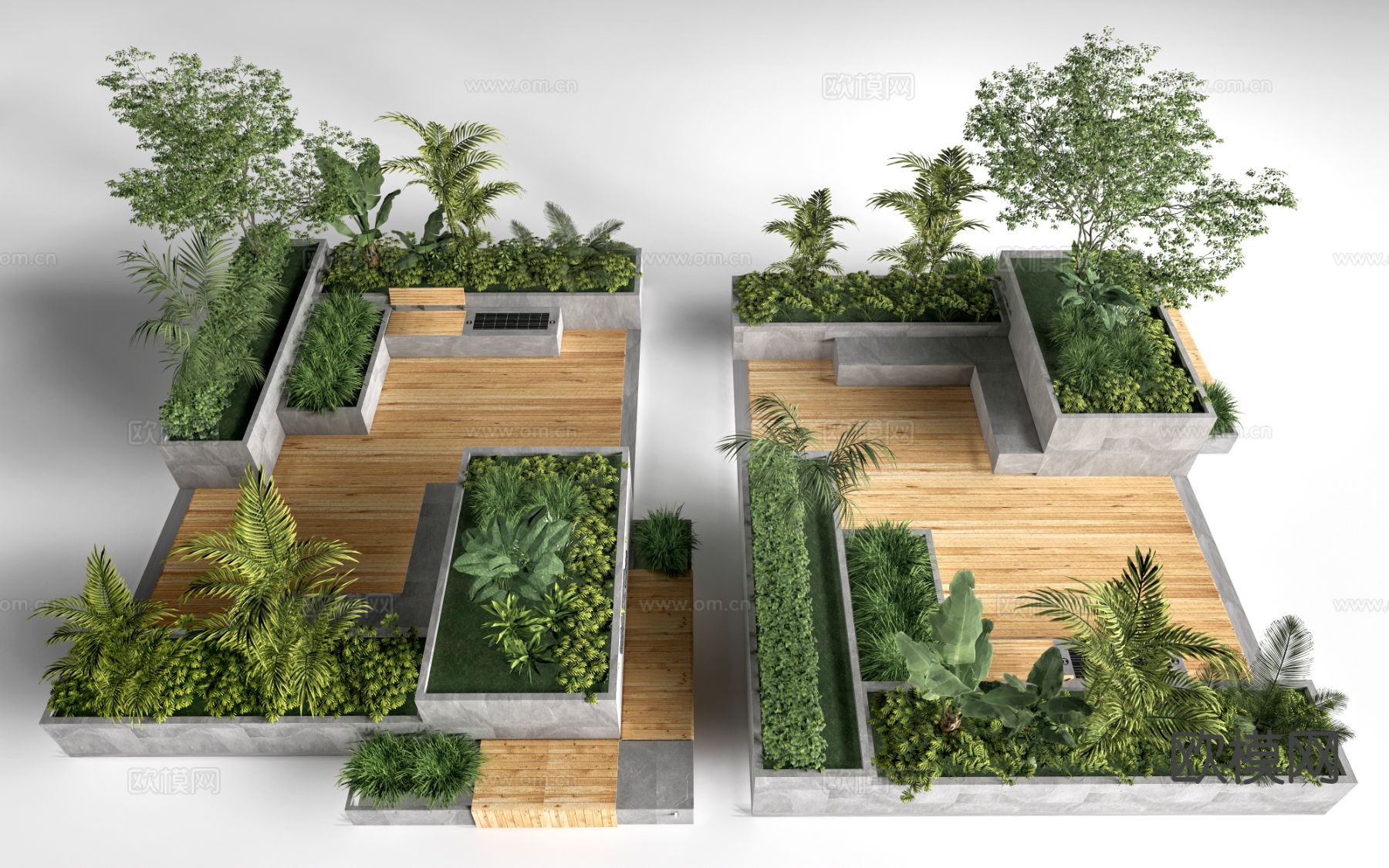 现代景观花池 花箱 树池座椅su模型下载（渲染图2）