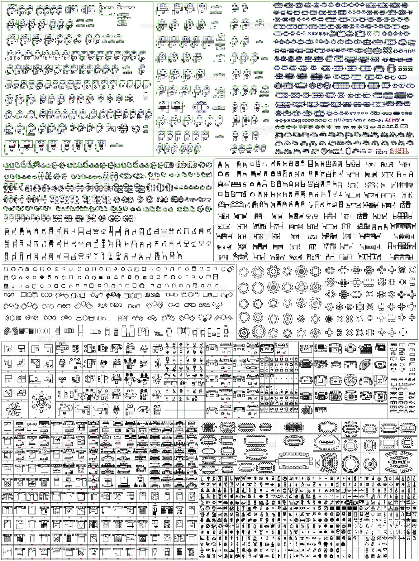 办公家具 家具 线条 门cad图库