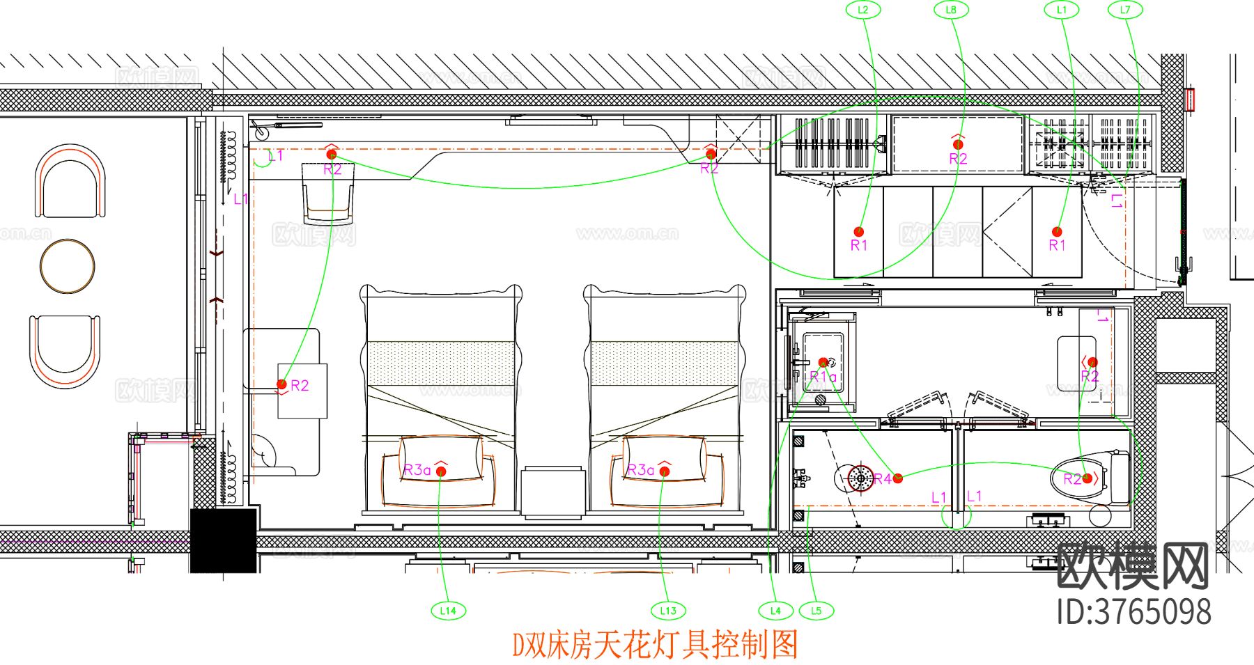 酒店客房 酒店房间 客房平面图 房间平面布局 客房平面布置cad施工图