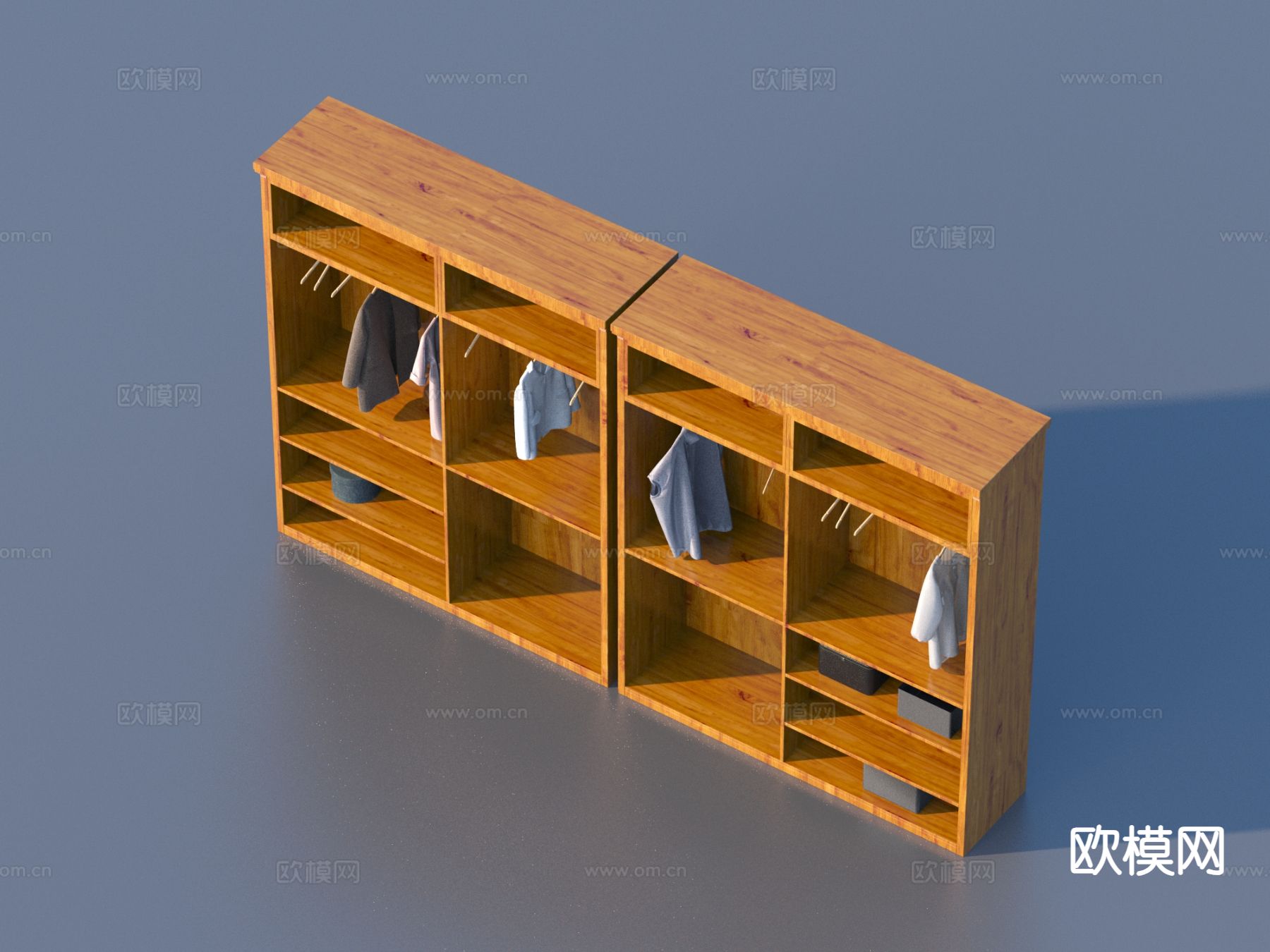 现代无门衣柜3d模型下载