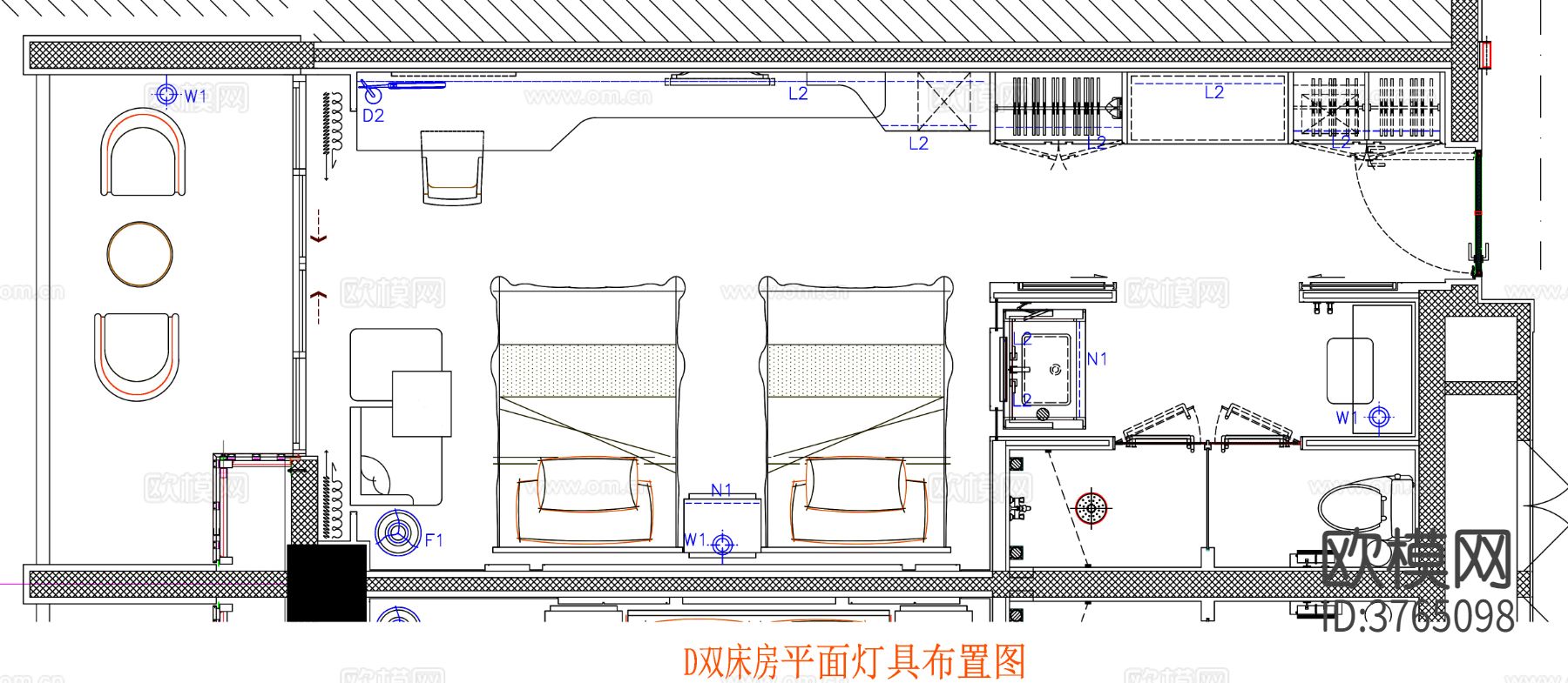 酒店客房 酒店房间 客房平面图 房间平面布局 客房平面布置cad施工图