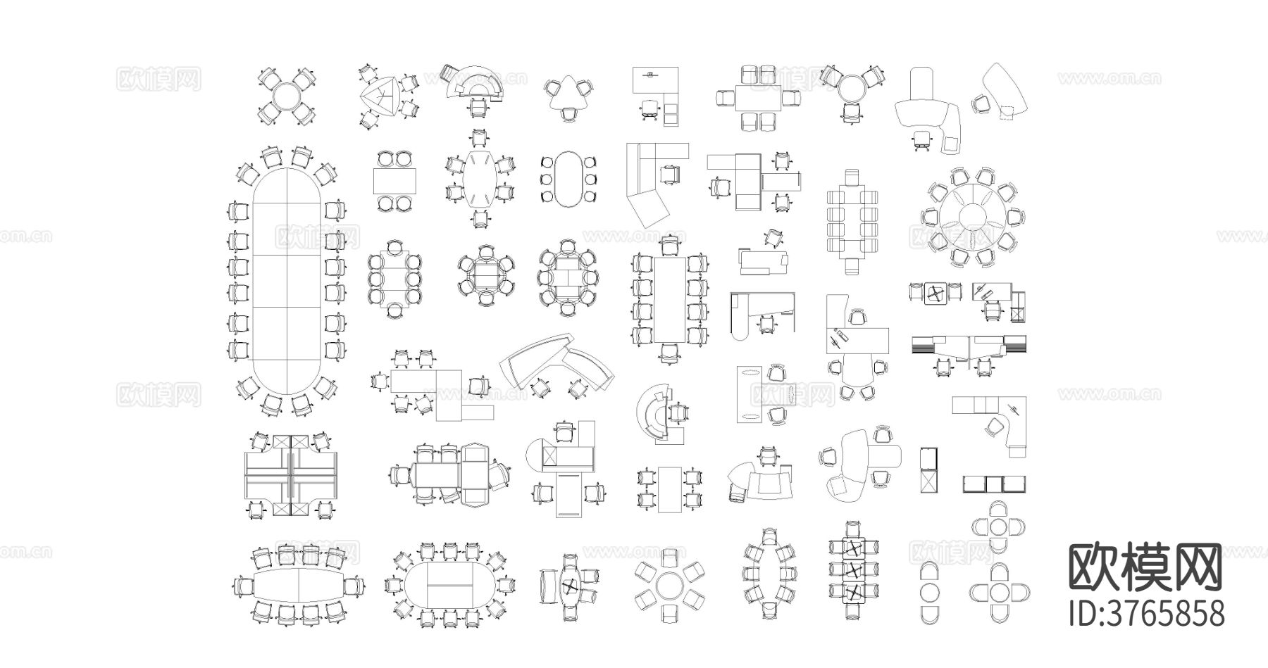 现代办公家具cad图库