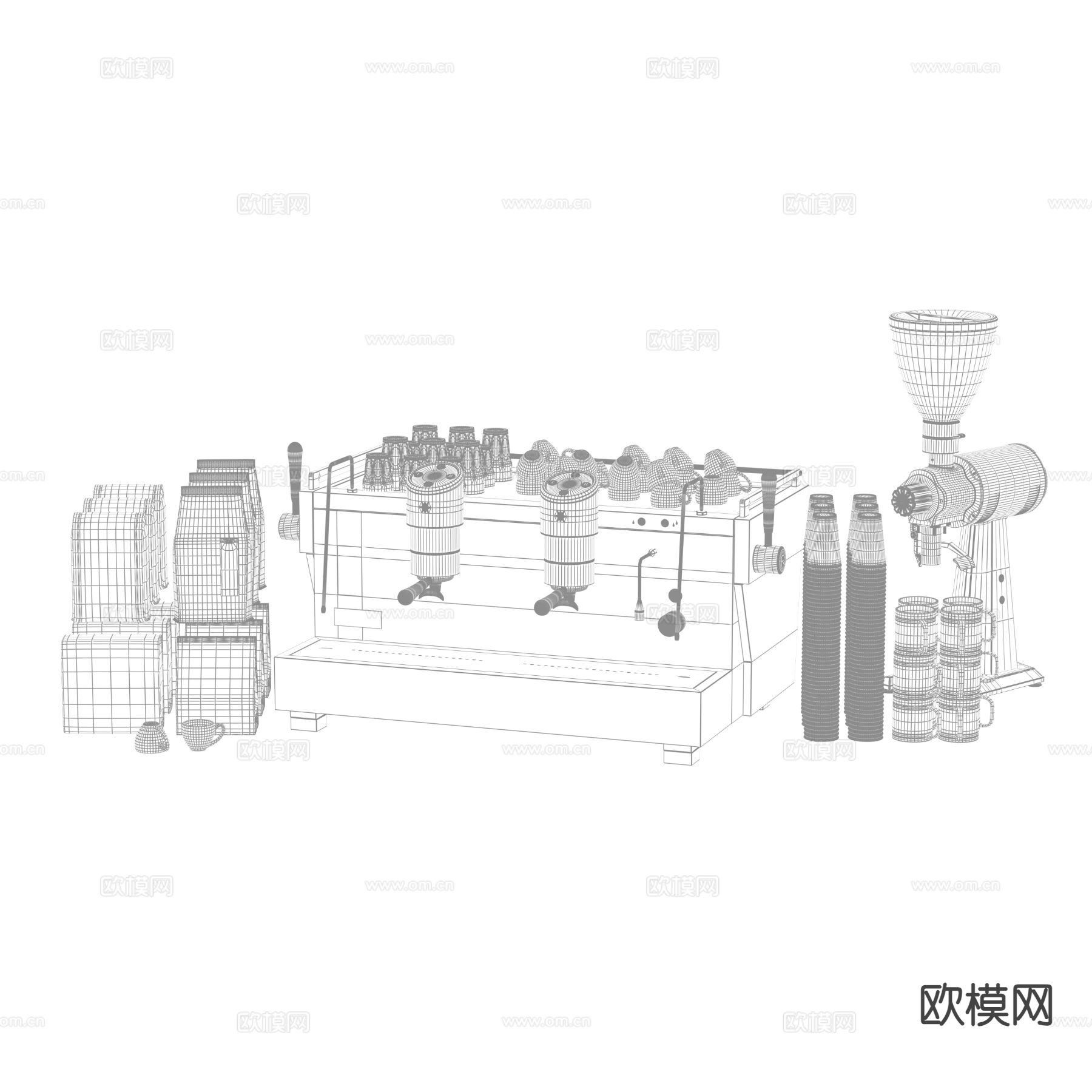 现代厨房用品 咖啡机 咖啡杯3d模型