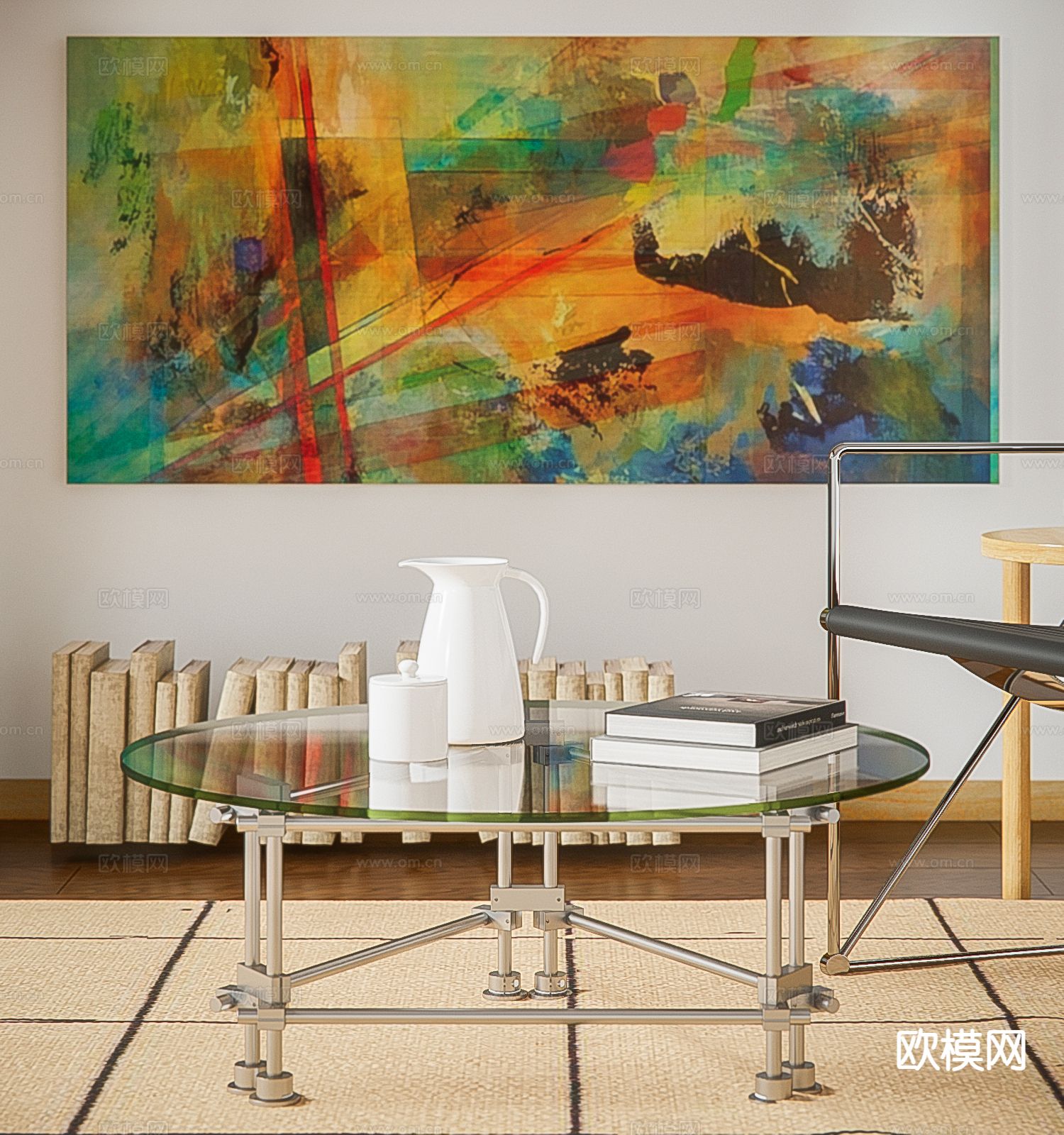 现代茶几 圆几su模型下载（渲染图2）