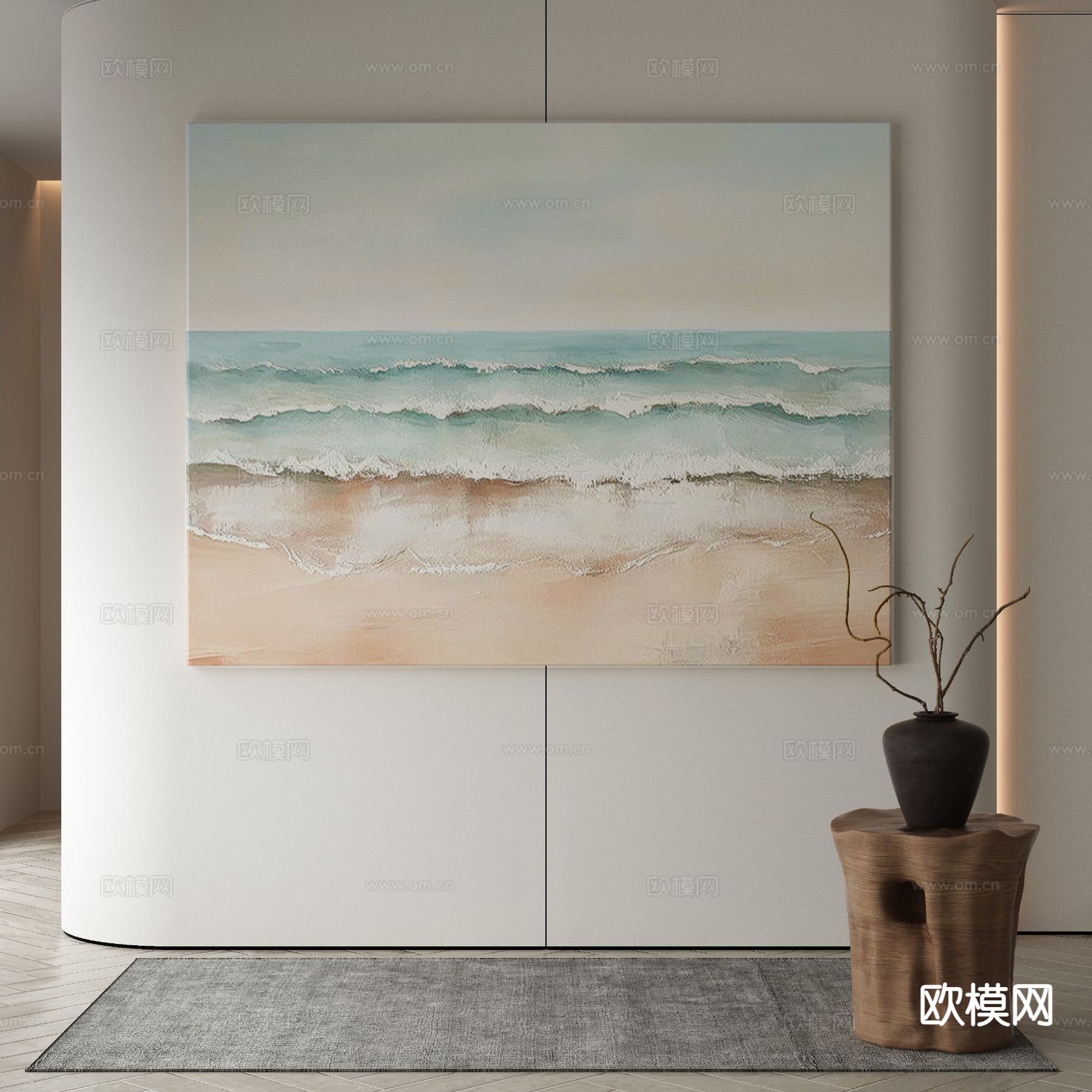 现代装饰画 海浪油画3d模型