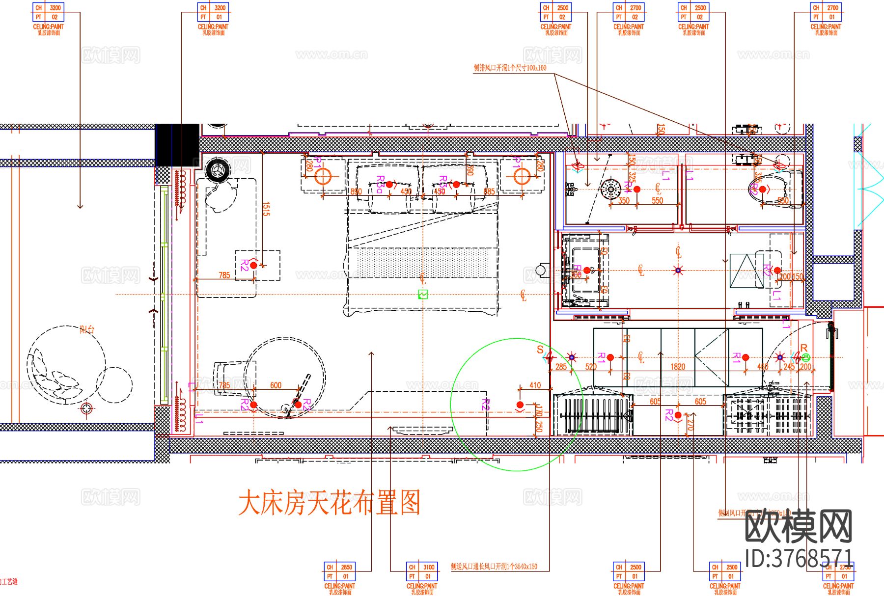 酒店客房cad平面图