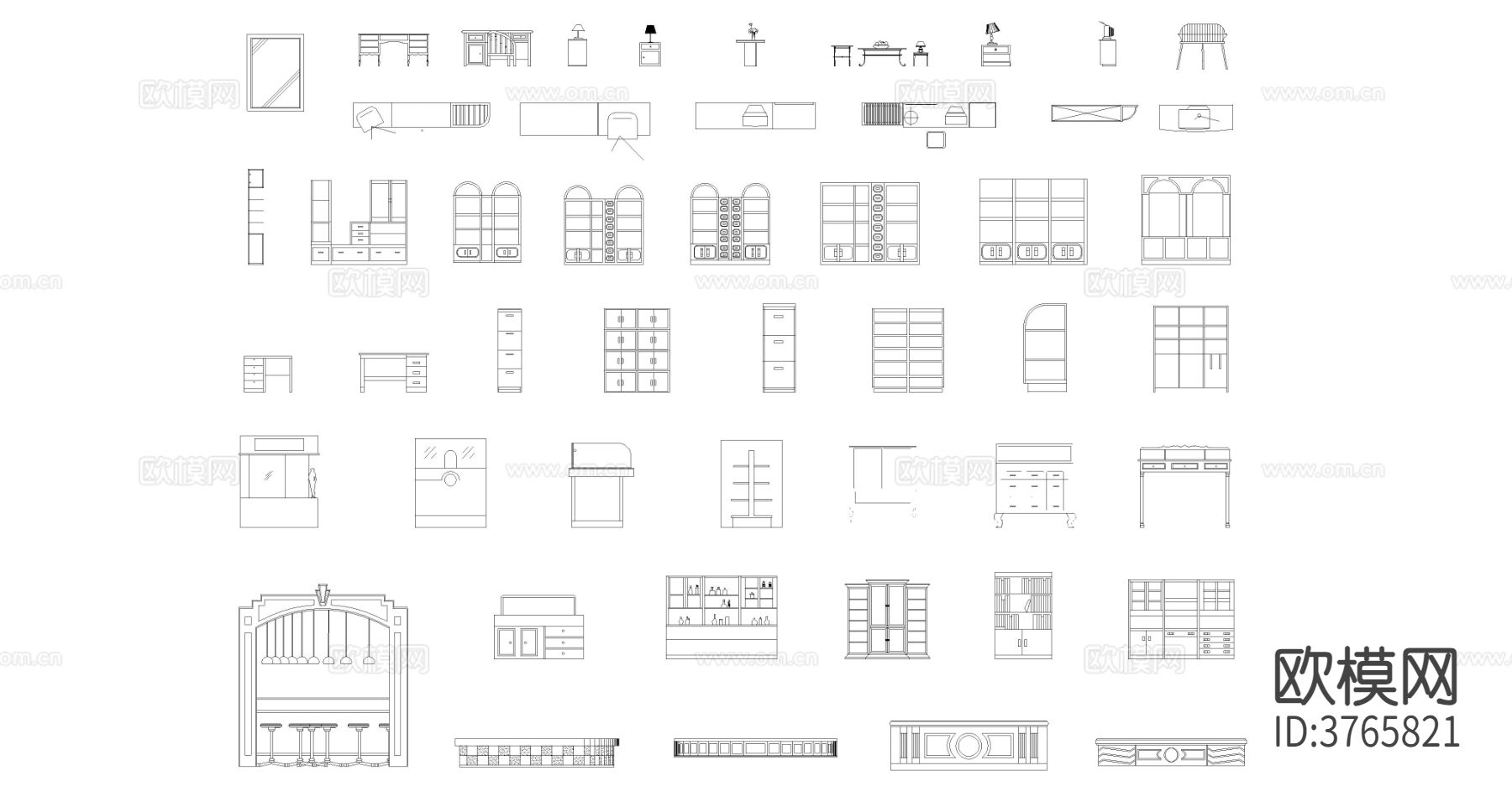 柜子家具辅助家具cad图库