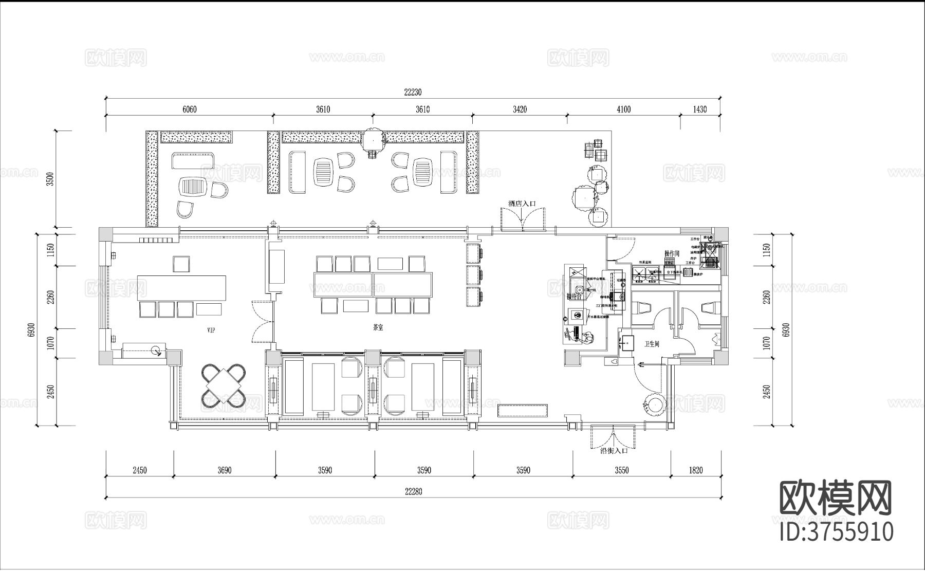 茶叶店茶室茗茶cad施工图